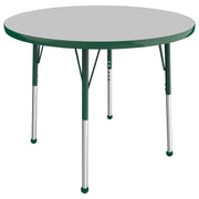 36" Round T-Molding Activity Table with Adjustable Standard Ball Glide Legs - Gray/Green
