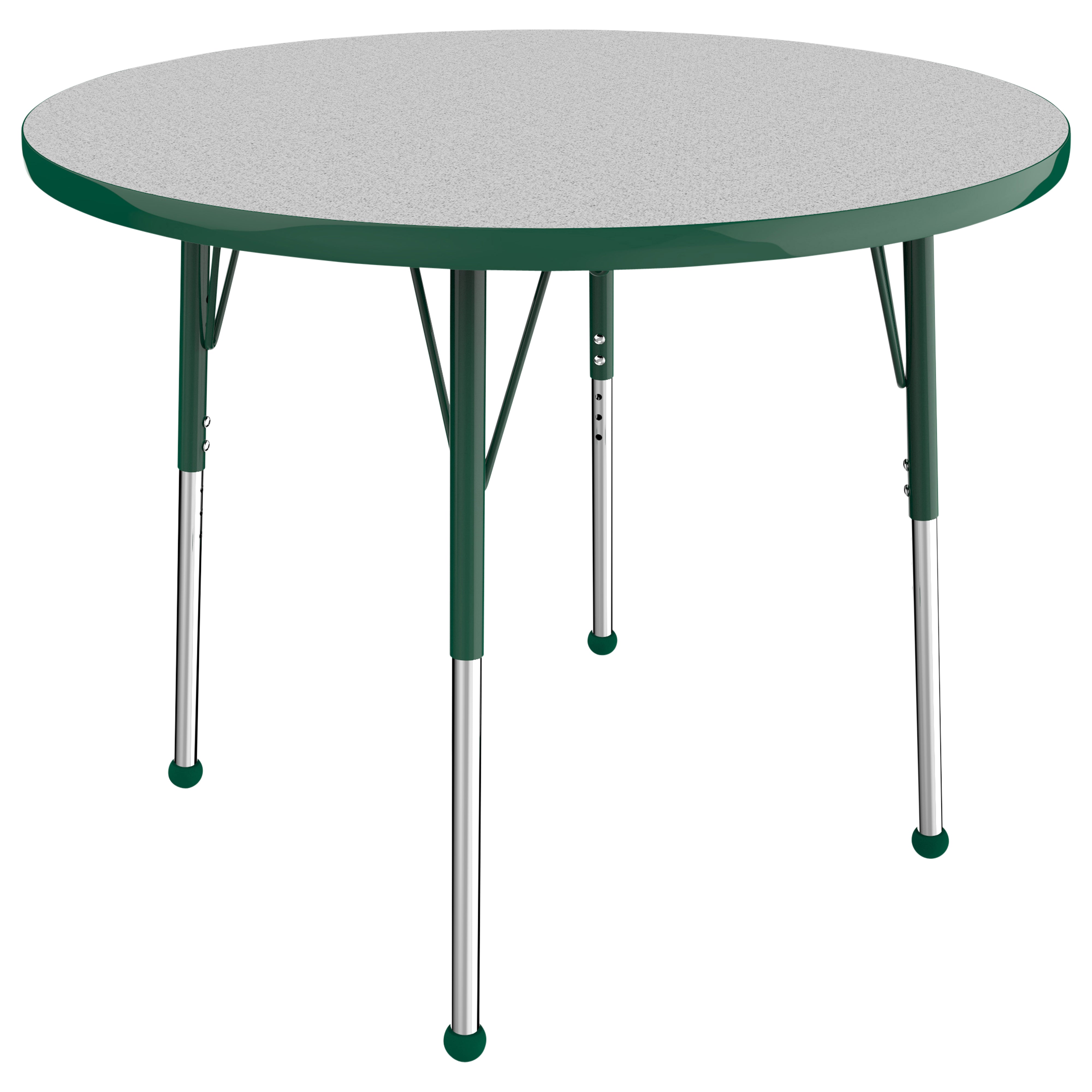 36" Round T-Molding Activity Table with Adjustable Standard Ball Glide Legs - Gray/Green