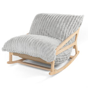 Pillow Saxx Bean Bag Rocking Chair - Elegant Oversized Rocker with Modern Wood Frame, Mondo Fur Grey