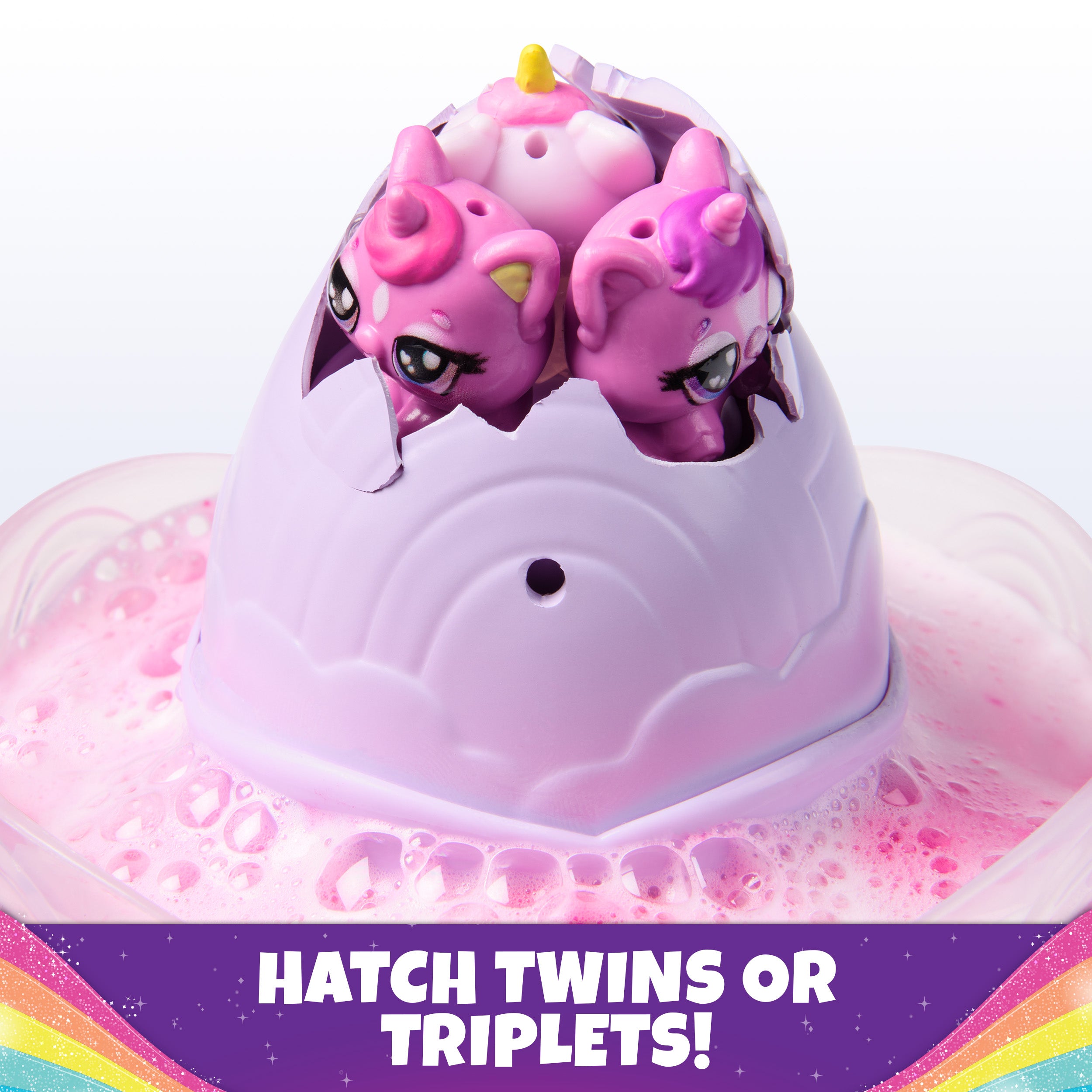 Hatchimals Alive, Rainbow Splash Fizzy Color Surprise Toy, Hatch Twins or Triplets from Color Reveal Egg Style May Vary, Kids Toys for Girls & Boys