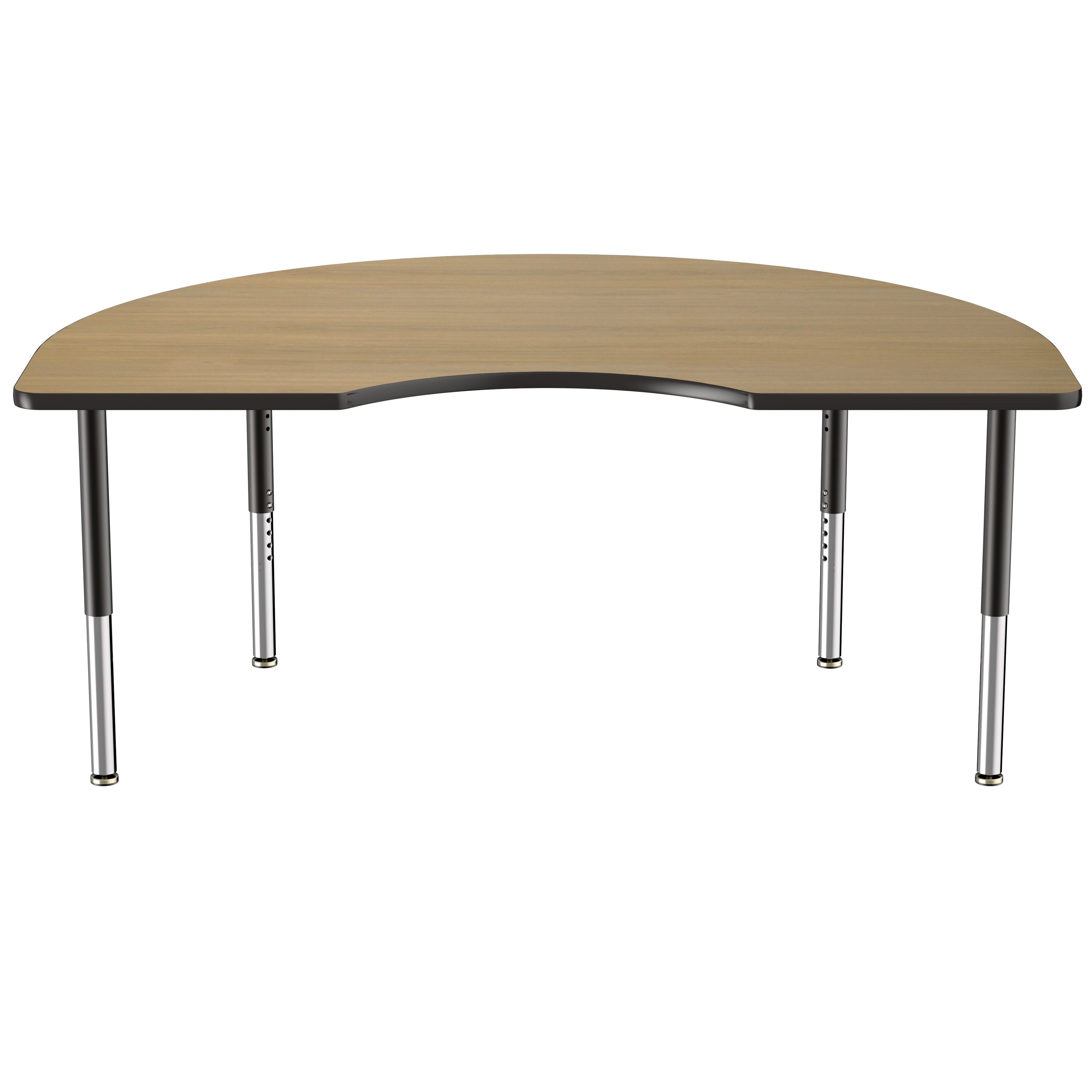 48" x 72" Kidney Thermofused Activity Table with Adjustable Super Legs - Pasadena Oak/Black