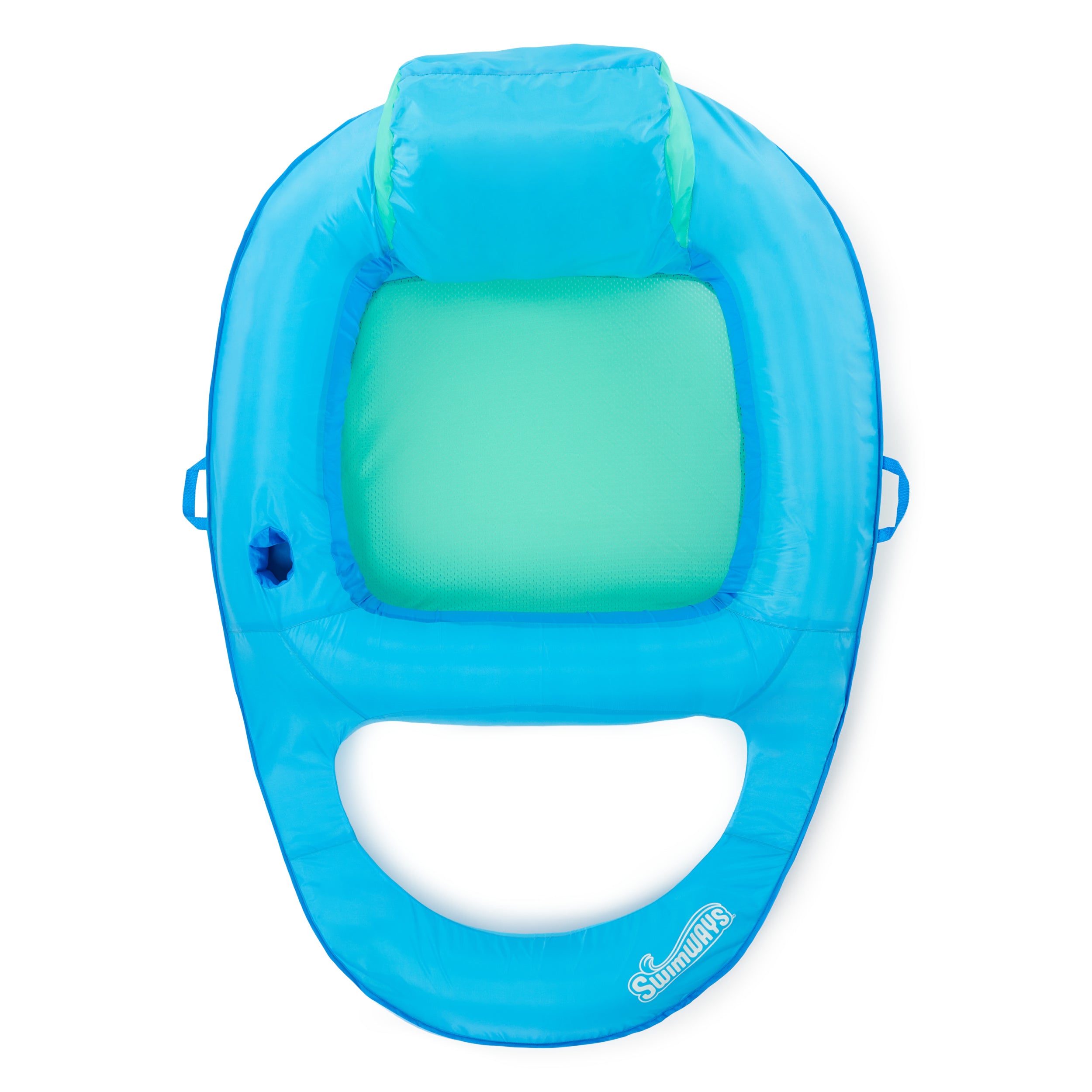 SwimWays Spring Float Premium Recliner Pool Lounger with Hyper-Flate Valve, Inflatable Pool Float, Blue
