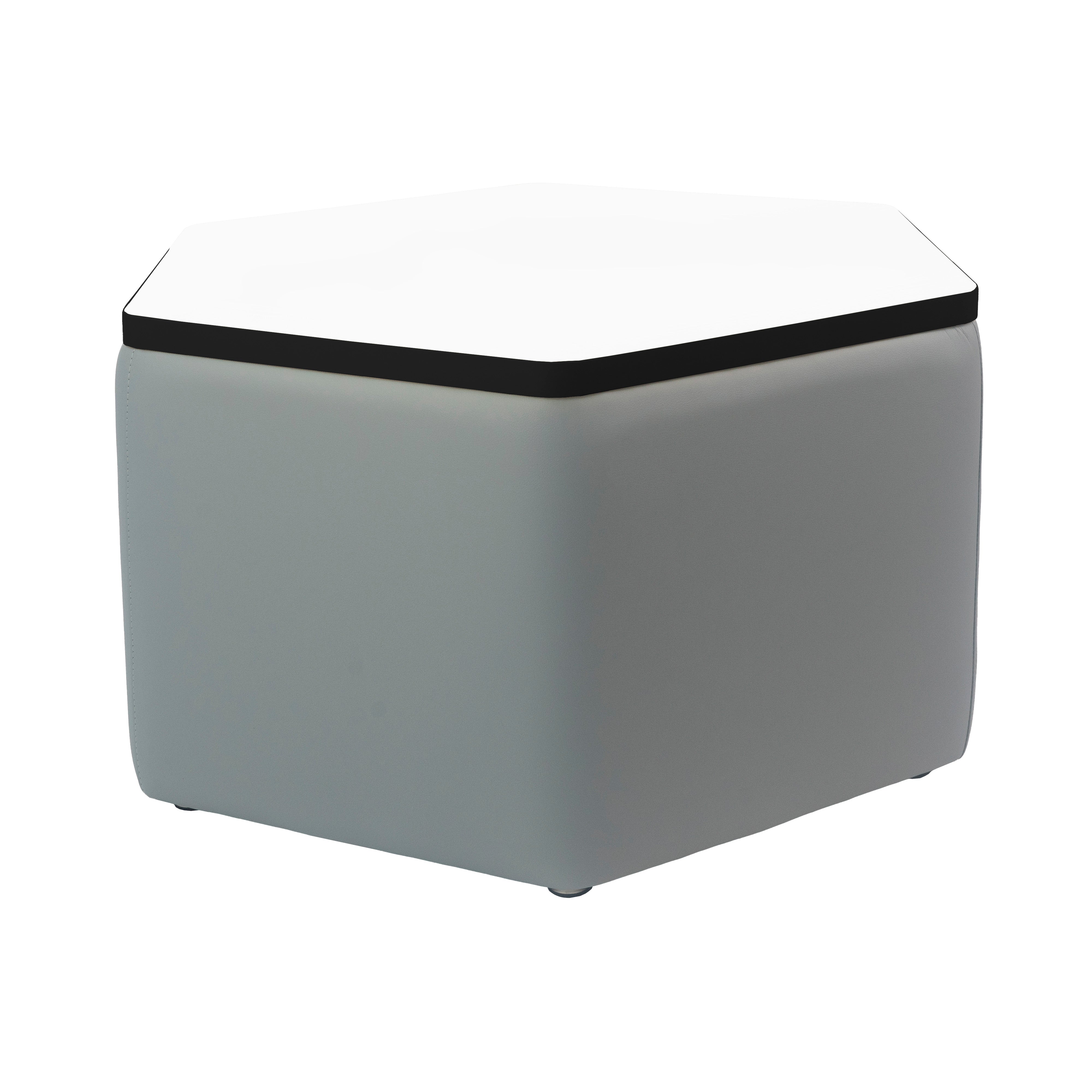 Pro Series Upholstered Hexagon Dry-Erase Ottoman Table 18" Height - Gray/Whiteboard