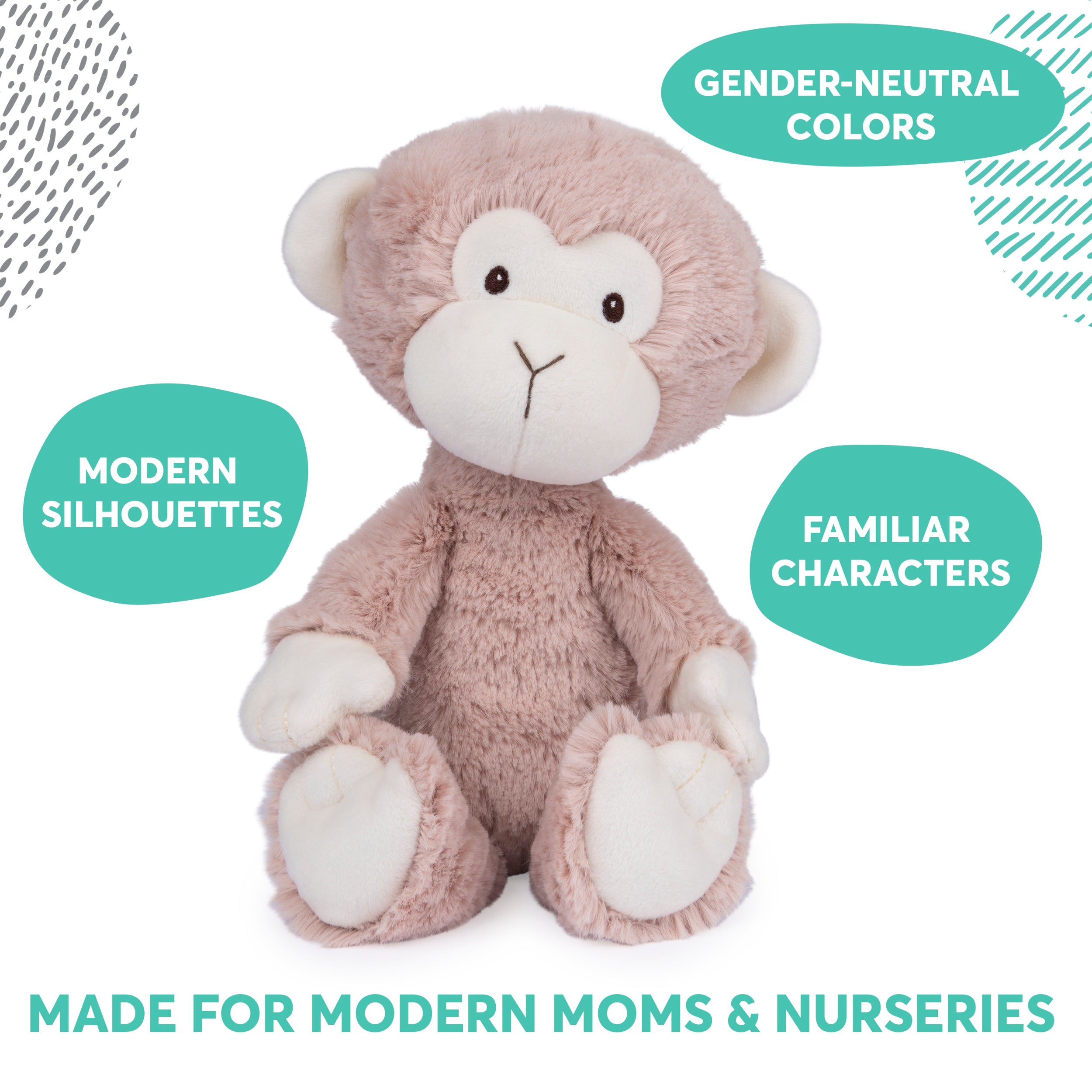 Baby GUND Lil’ Luvs Collection, Micah Monkey Premium Plush Stuffed Animal for Babies, Brown/Cream, 12”