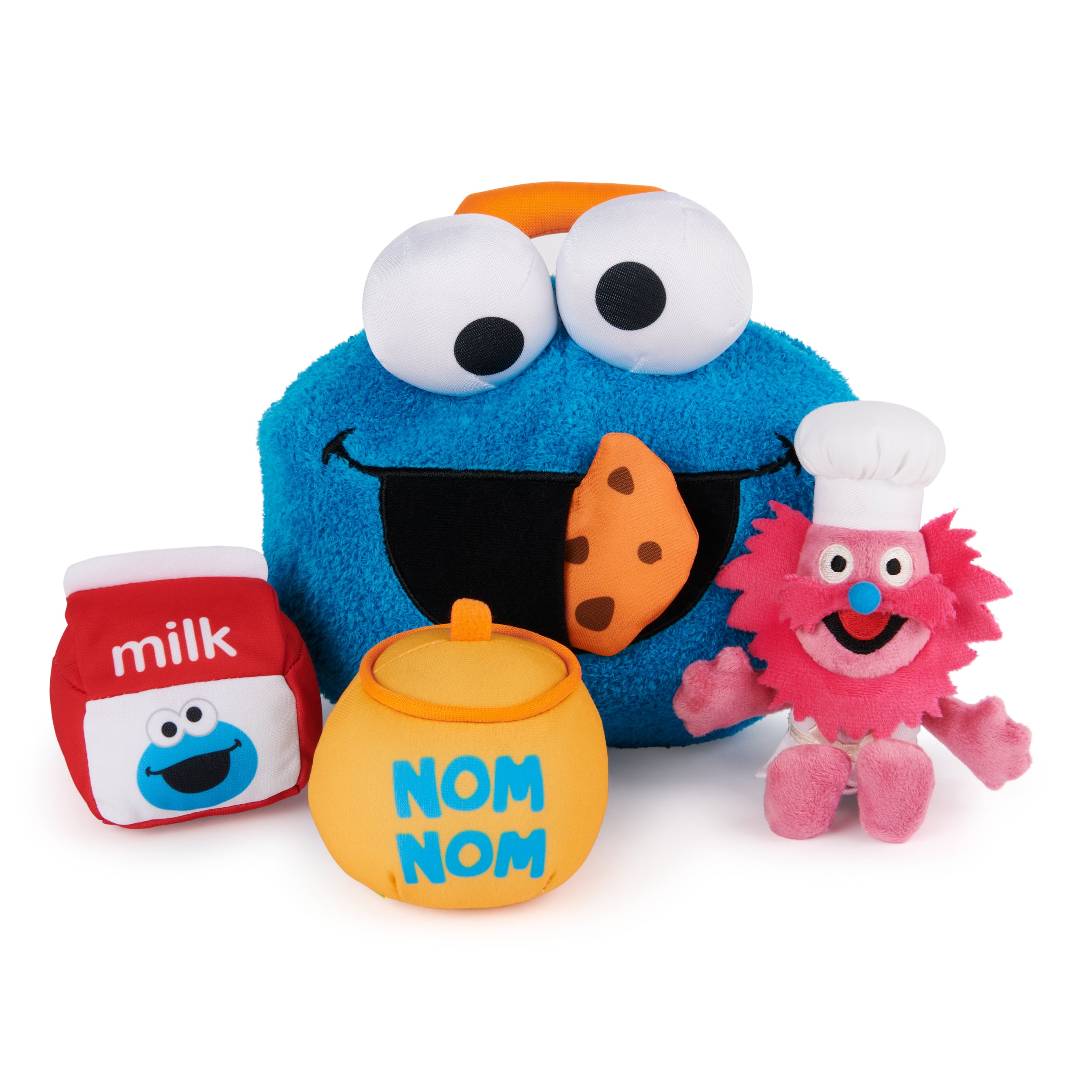 GUND Sesame Street Official Cookie Monster & Gonger Playset, Premium Plush Sensory Toys Playset for Ages 1 & Up, Blue, 8”