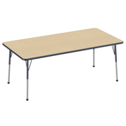 36" x 72" Rectangle T-Molding Activity Table with Adjustable Standard Ball Glide Legs - Maple/Navy