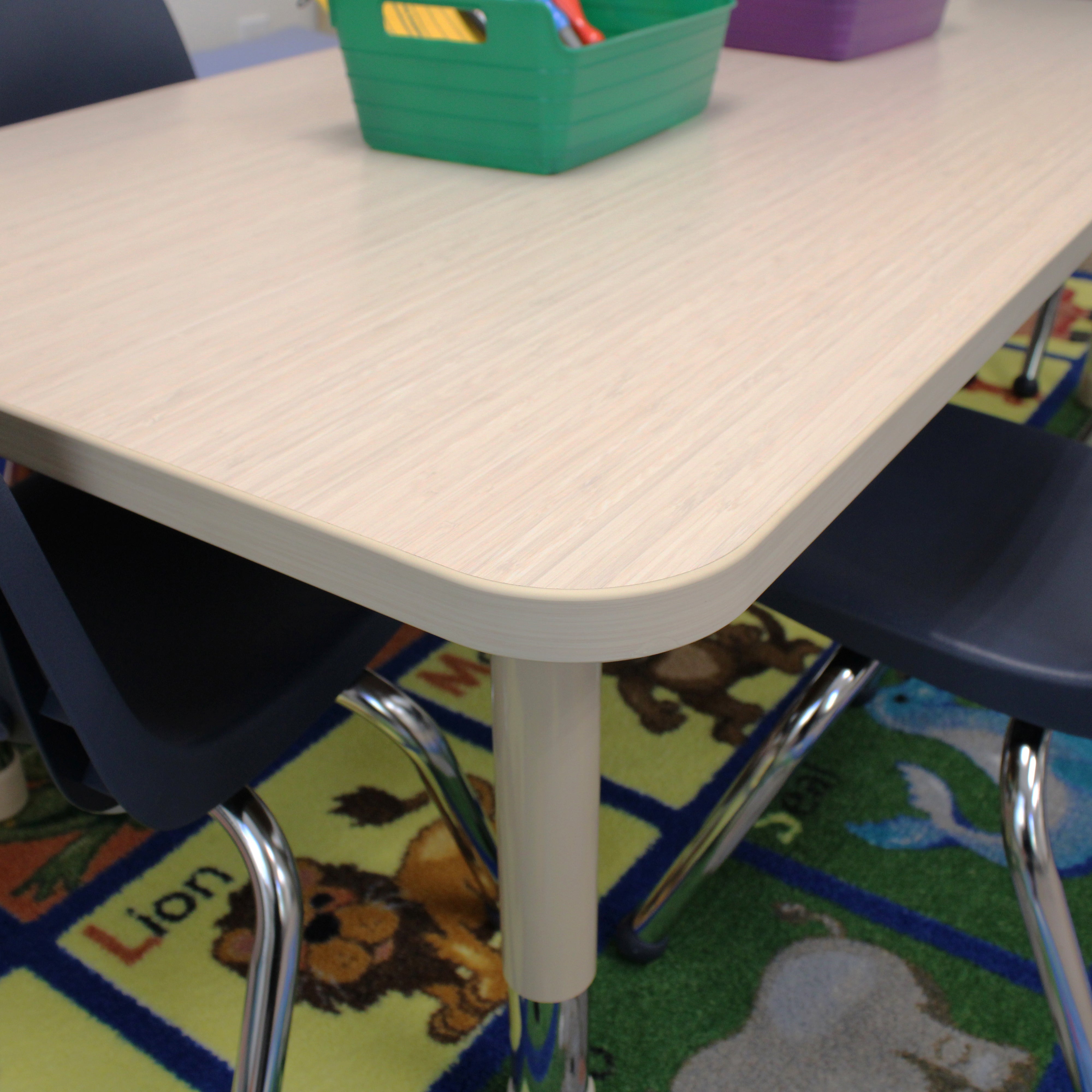 30" x 60" Rectangle Woodgrain Activity Table with Adjustable Chunky Legs - Asian Sand/Sand