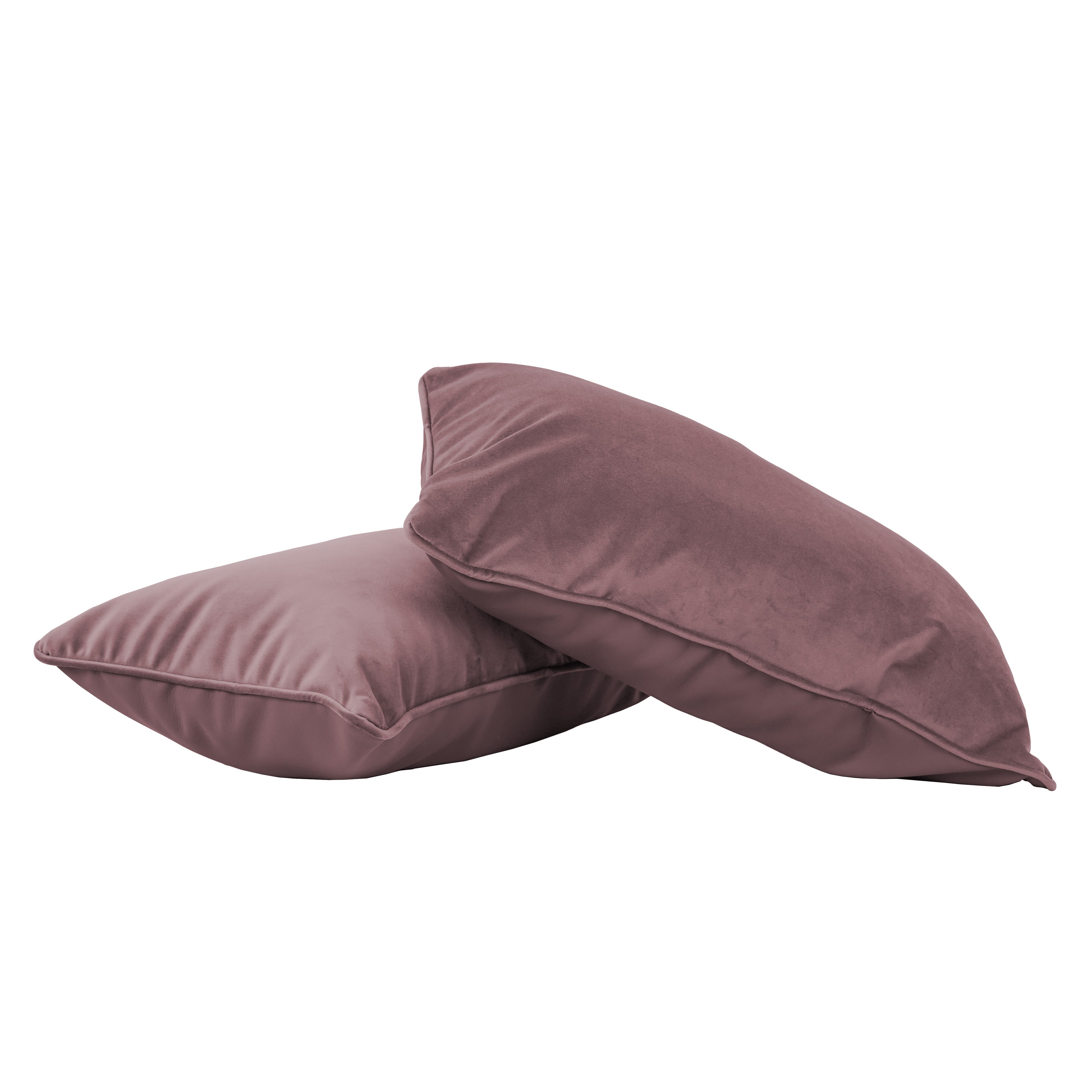 12" x 20" Rectangle Lumbar Microfiber and Faux Leather Pillow with Piping, 2-Piece - Mauve