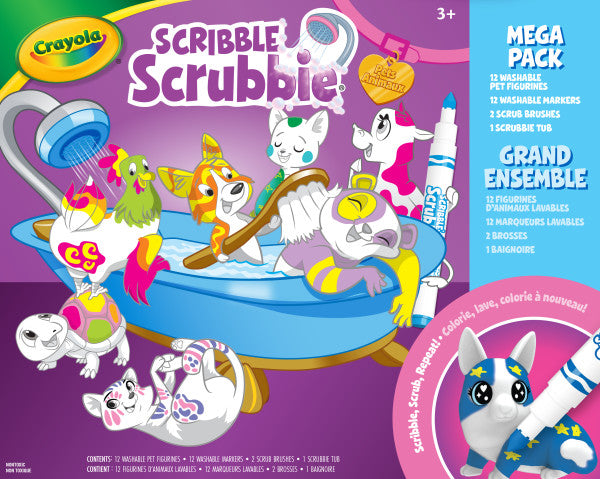 Crayola Sribble Scrubbie Pets Mega Set 2.0, Color & Wash Creative Toy, Online Exclusive, Gift for Kids, Age 3, 4, 5, 6