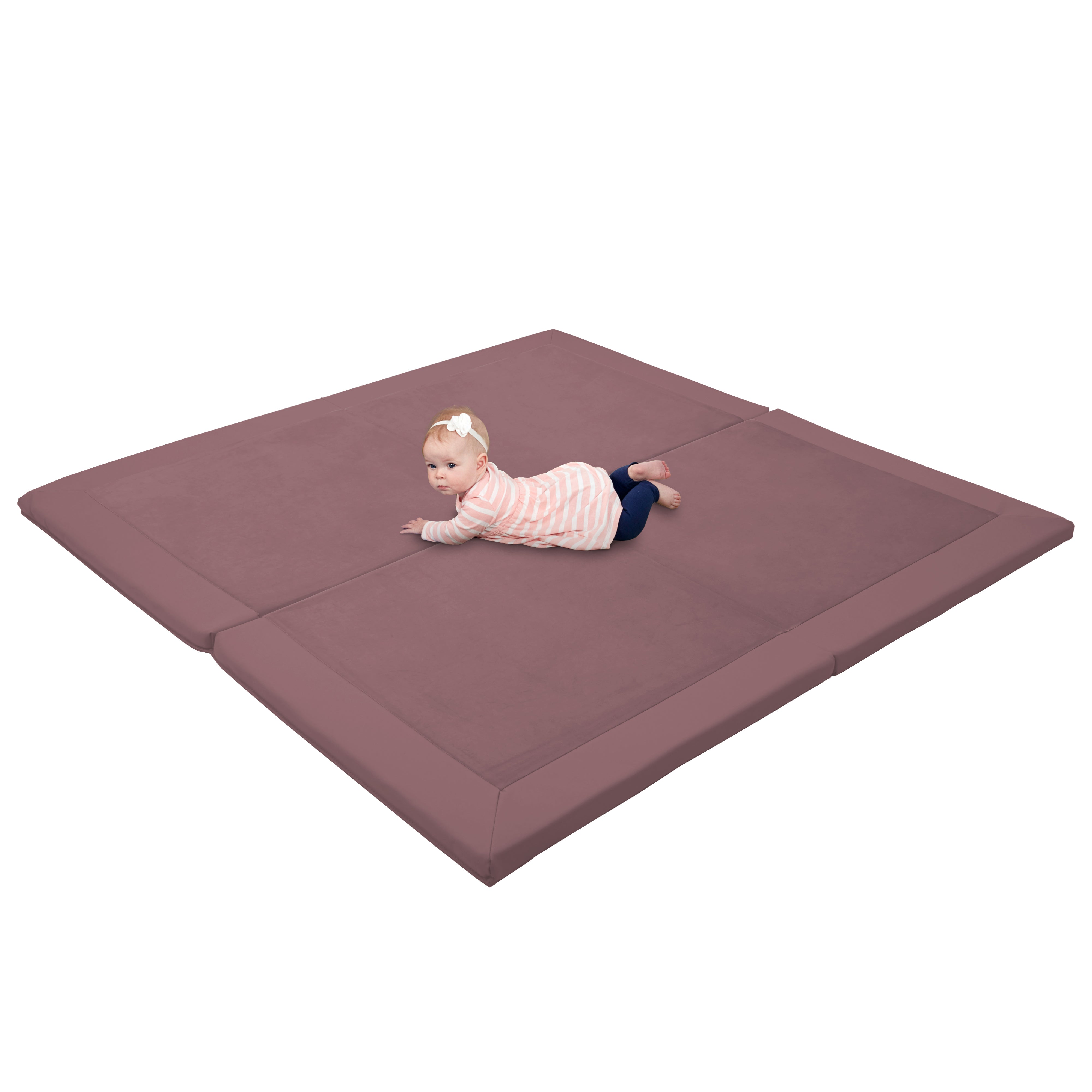 SoftScape Two-Texture Space Saver 4-Fold Toddler Activity Mat - Mauve