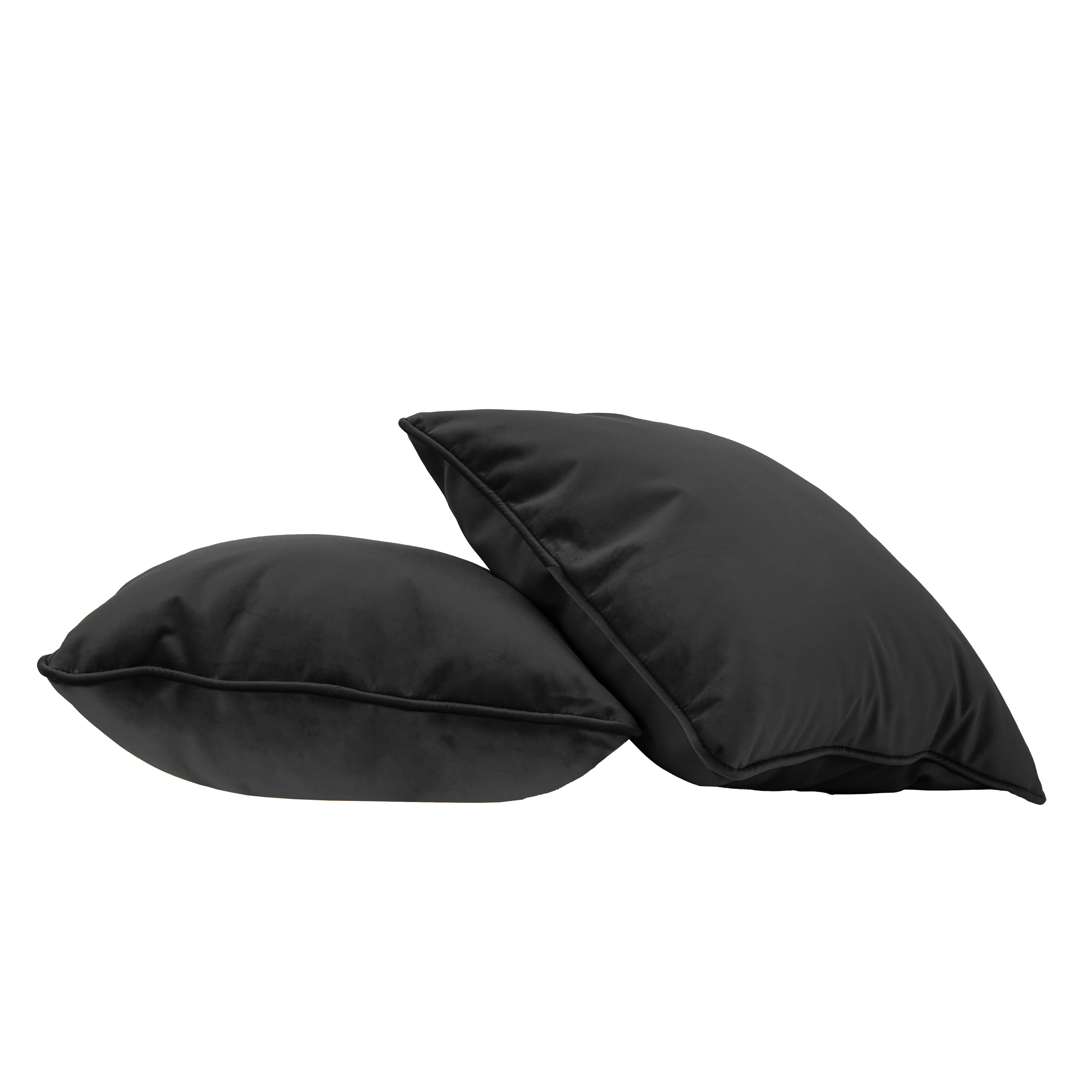 18" x 18" Square Microfiber Pillow with Piping, 2-Piece - Onyx