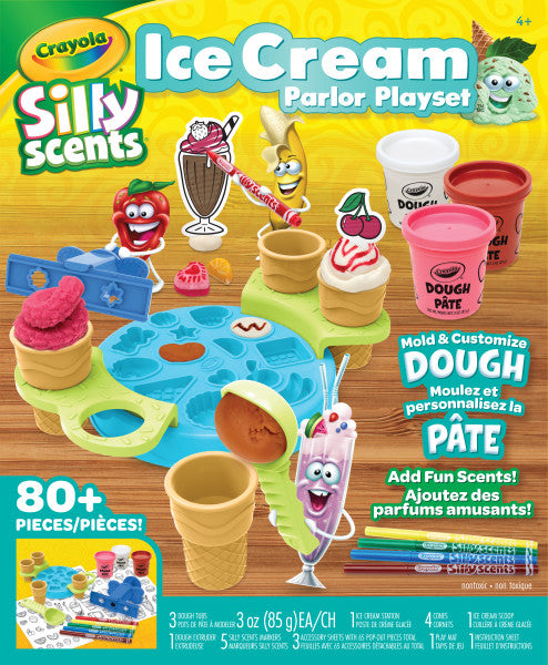 Crayola Silly Scents Ice Cream Toy, Kids Modeling Dough, Play Food Toy with Scented Markers, Gifts 4+