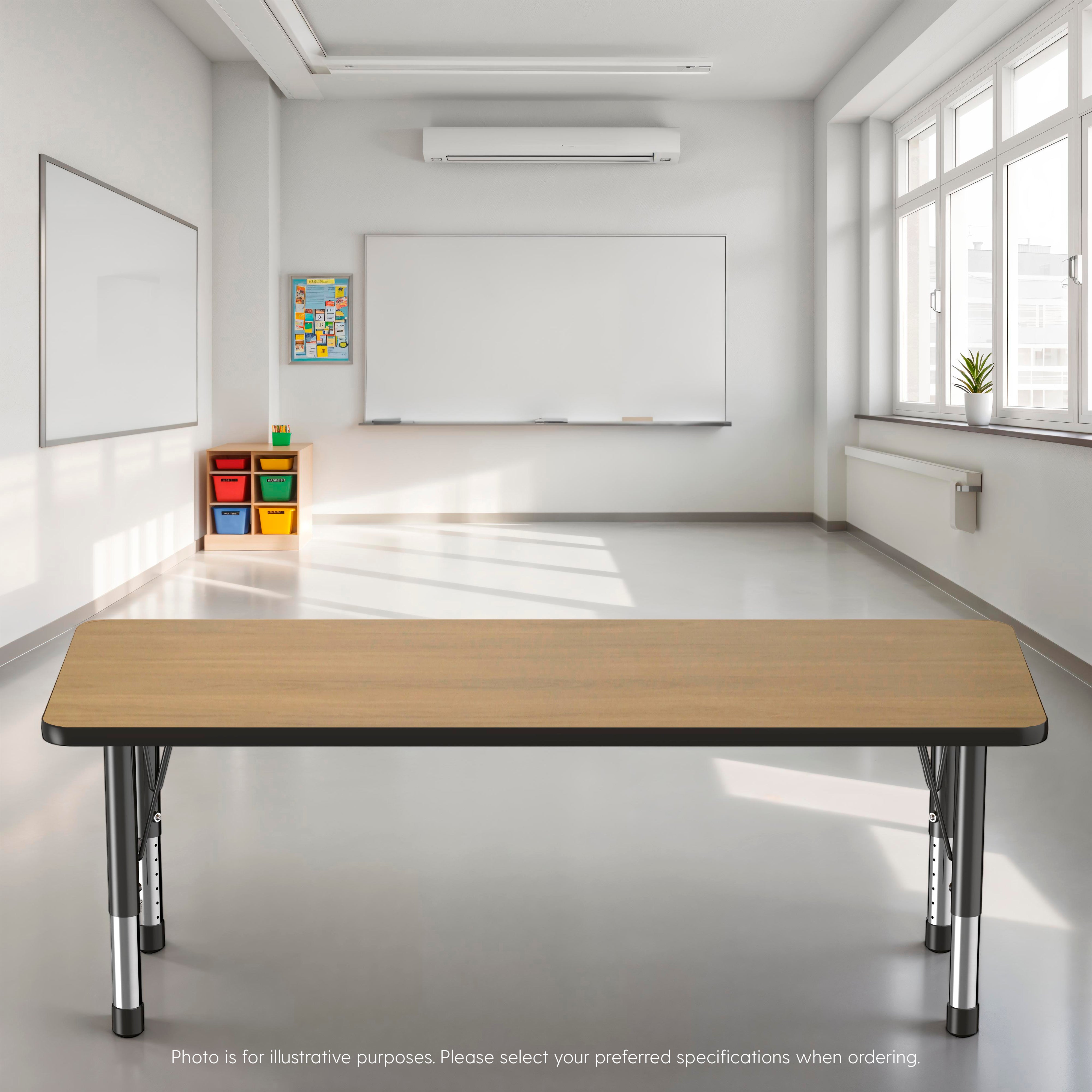 24" x 60" Rectangle T-Molding Activity Table with Adjustable Chunky Legs - Pasadena Oak/Black