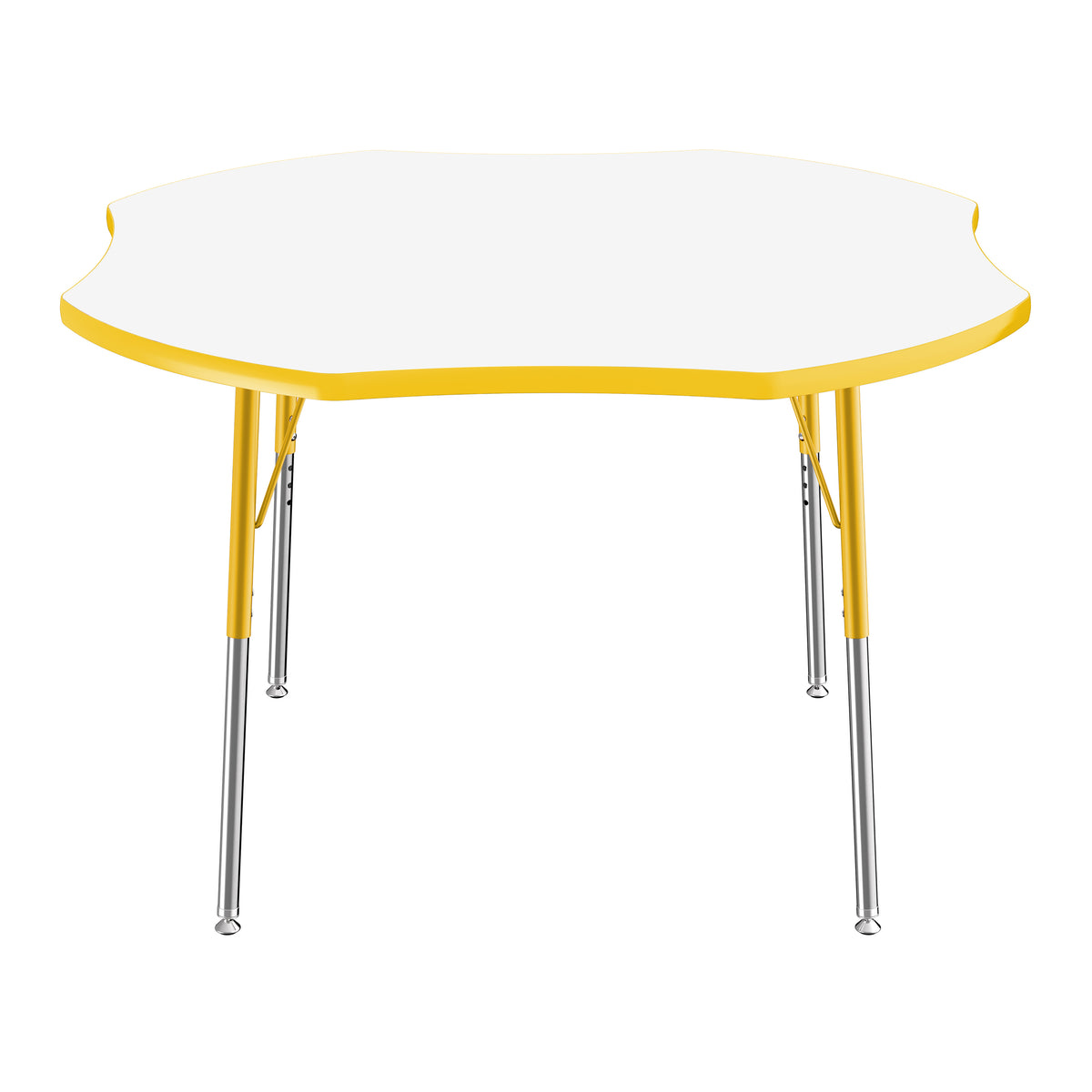 48" x 48" Clover Dry-Erase Activity Table with Adjustable Standard Swivel Glide Legs - Whiteboard/Yellow