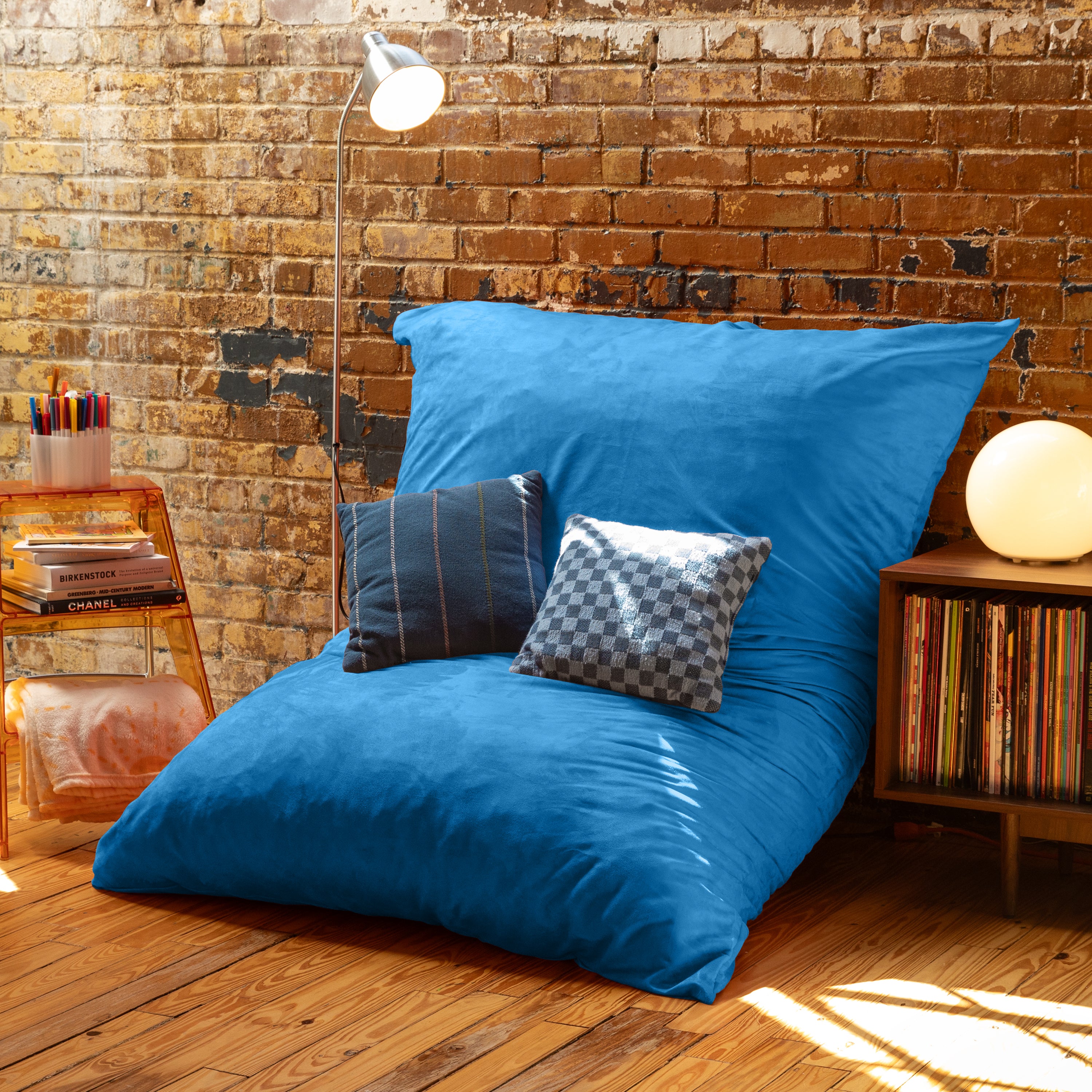 Jaxx Pillow Saxx 5.5-Foot - Huge Bean Bag Floor Pillow and Lounger, Blueberry