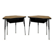 24" x 36" Petal Book Box Desk with Adjustable Standard Swivel Glide Legs, 2-Piece - Oak/Black