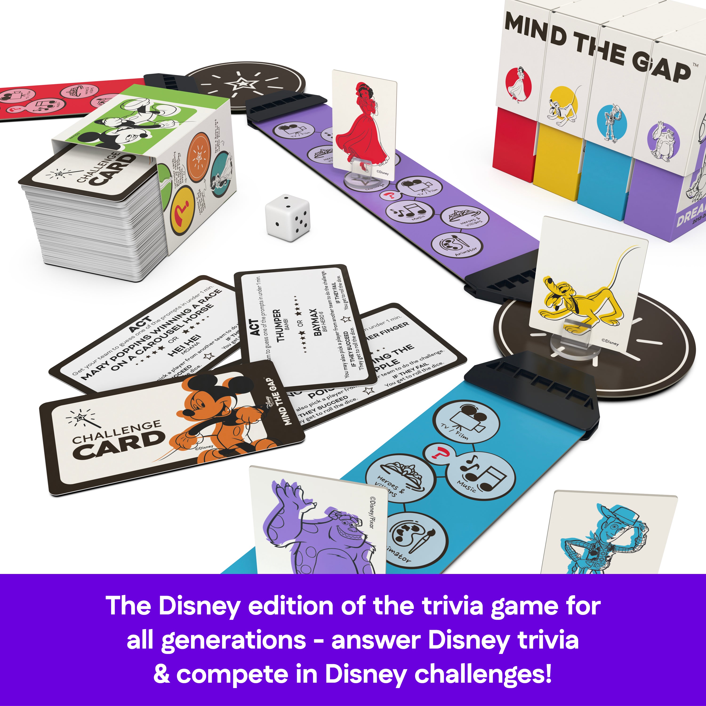 Spin Master Games, SolidRoots Mind the Gap Disney Edition, A Magical Trivia Game for the Generations with New Disney Trivia, Family Game Night, 2+ Players, for Ages 10 & Up