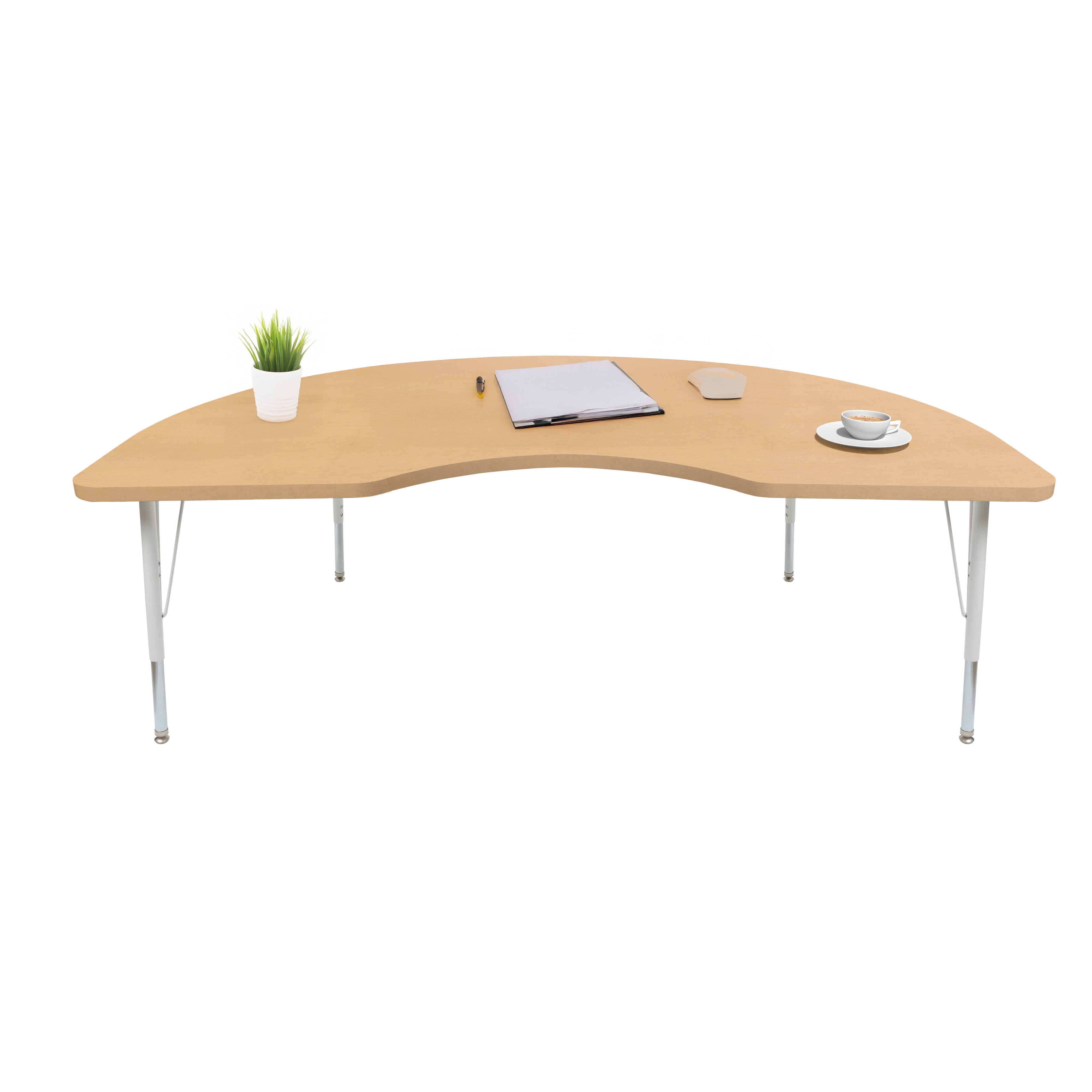 48" x 72" Kidney Thermofused Woodgrain Activity Table with Standard Legs - Maple Grain/White
