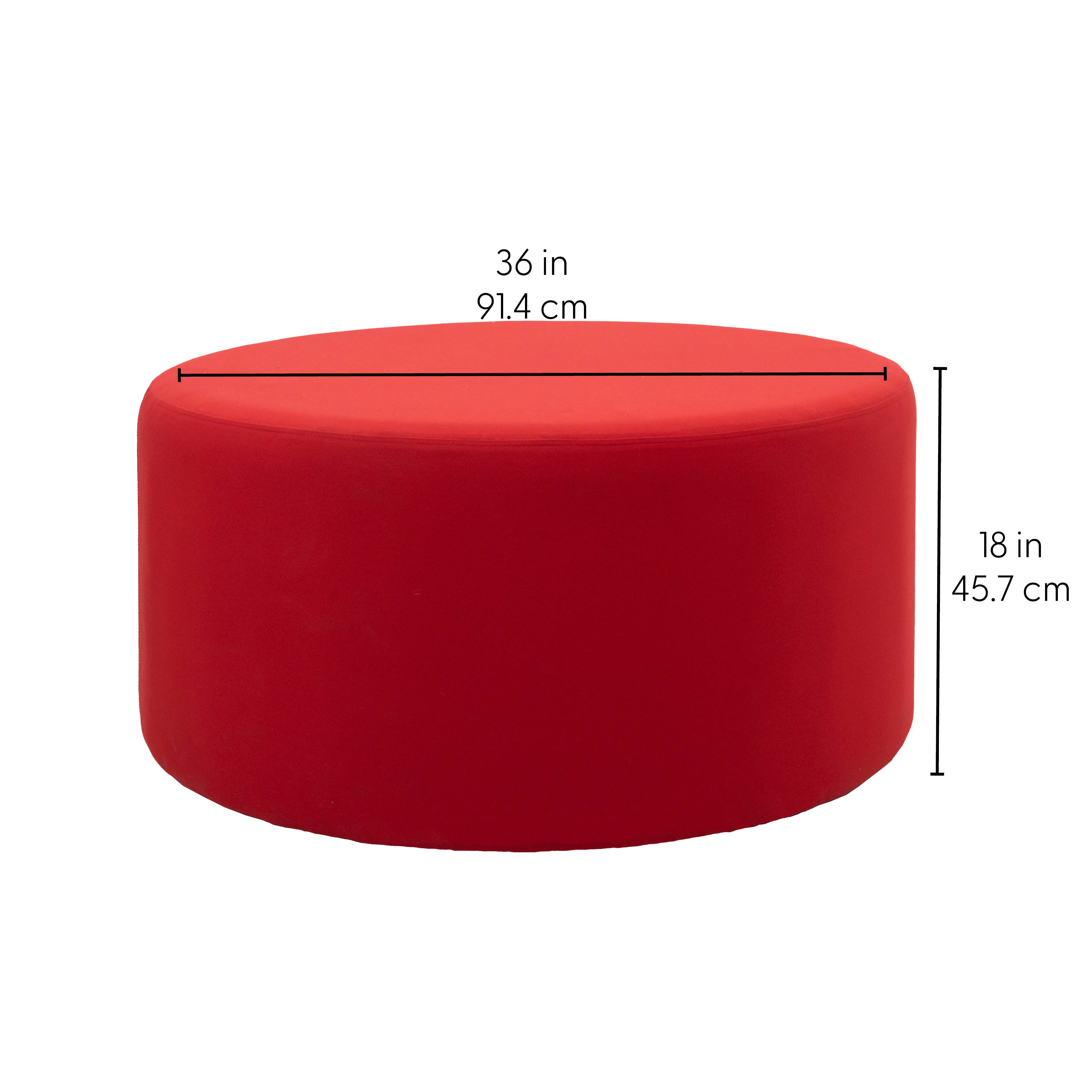 Outdoor 36" Round Ottoman with Sunbrella®, 18" H - Canvas Jockey Red