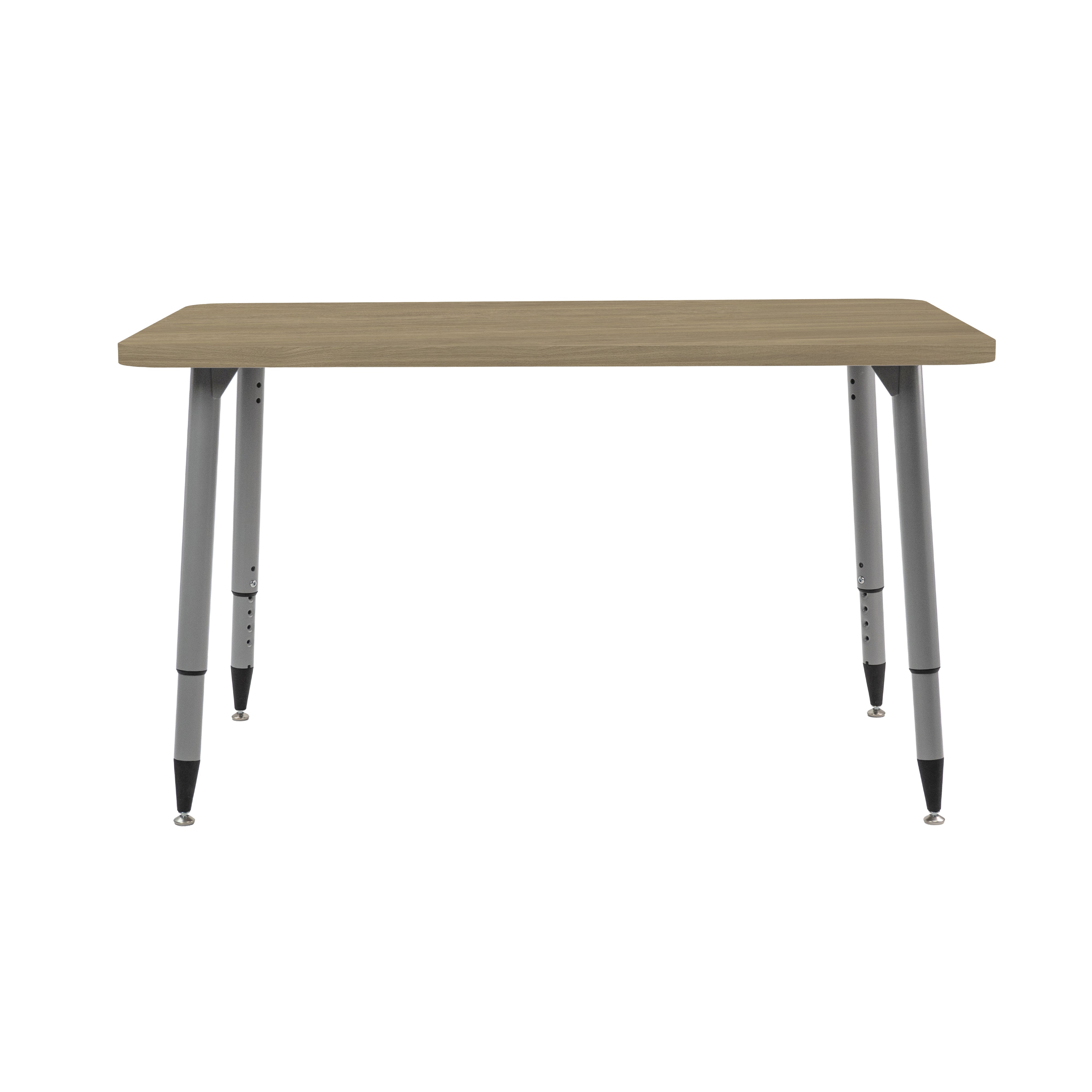 Adapte 30" x 48" Rectangle Woodgrain Activity Table with Adjustable Tapered Legs - Pasadena Oak/Silver
