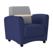 Pro Series Upholstered Common Area Chair with Tablet - Navy/Gray/Maple Grain