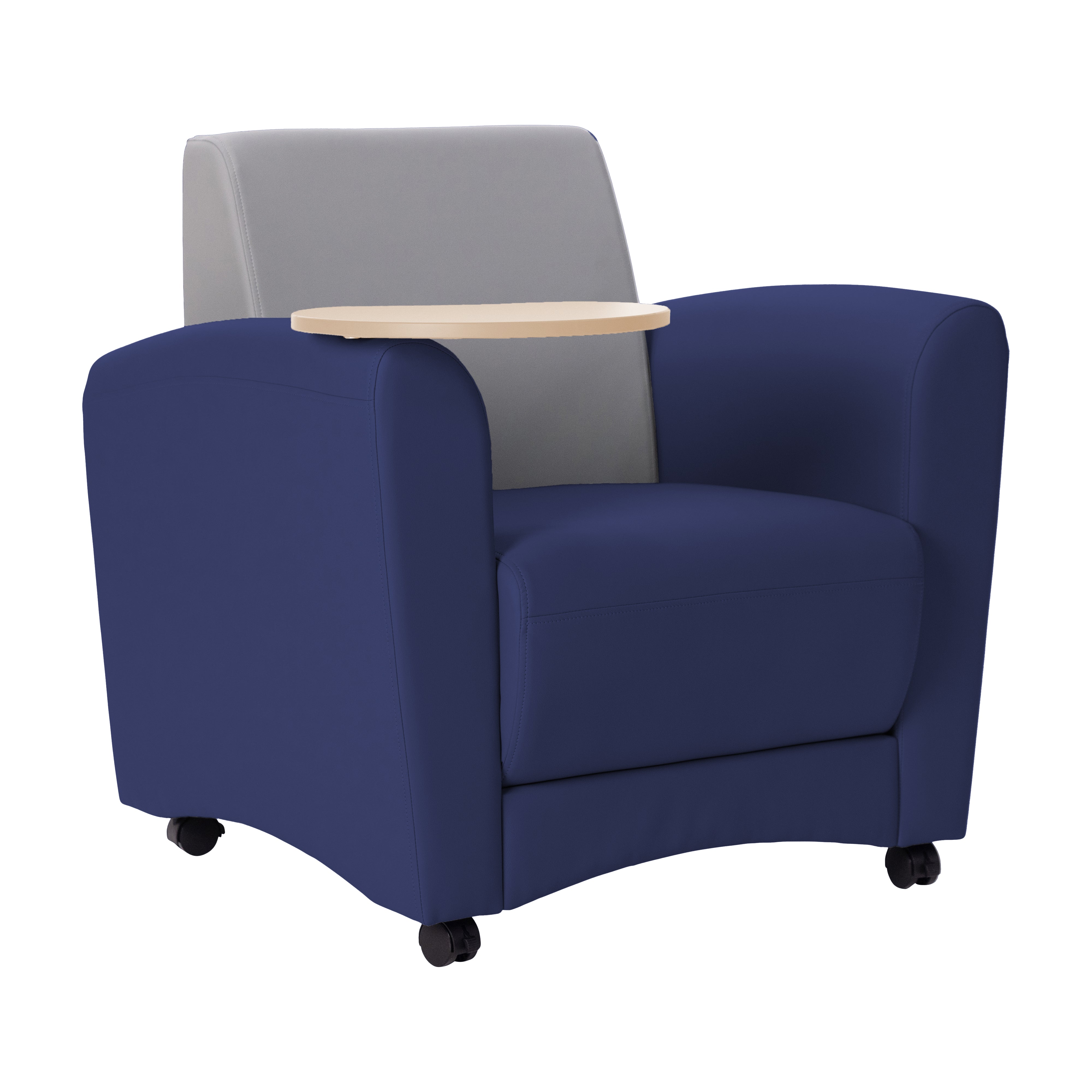 Pro Series Upholstered Common Area Chair with Tablet - Navy/Gray/Maple Grain