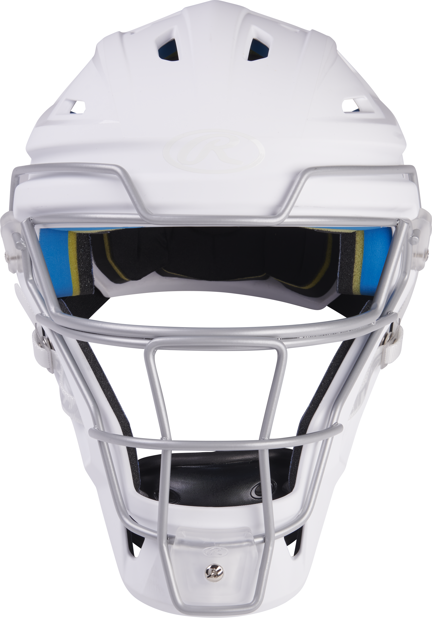 Rawlings Mach Matte 2-Tone Hockey Style Senior Catchers Helmet - White/White