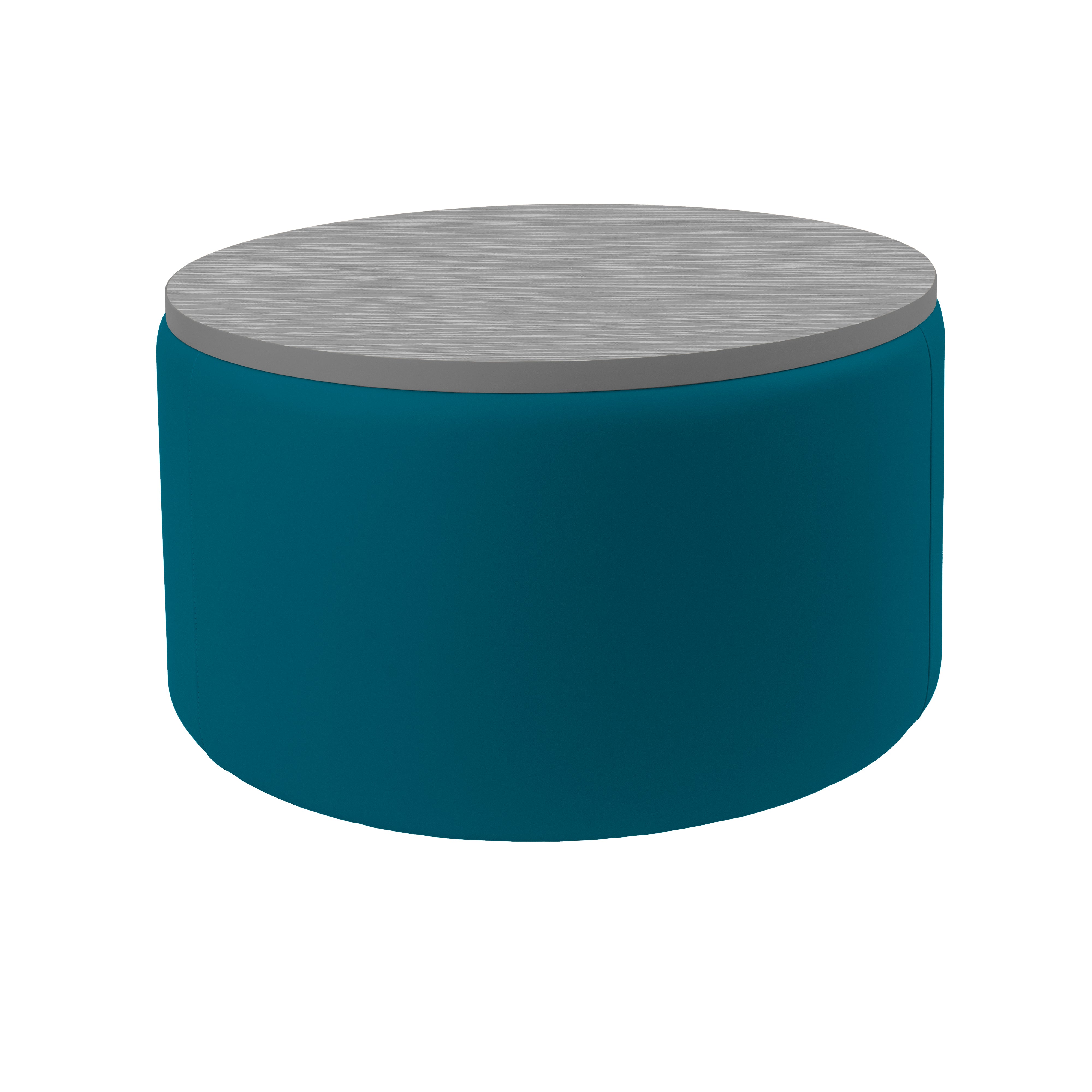 Pro Series Upholstered 30" Round Ottoman Table 18" Height - Teal/Cosmic Strandz