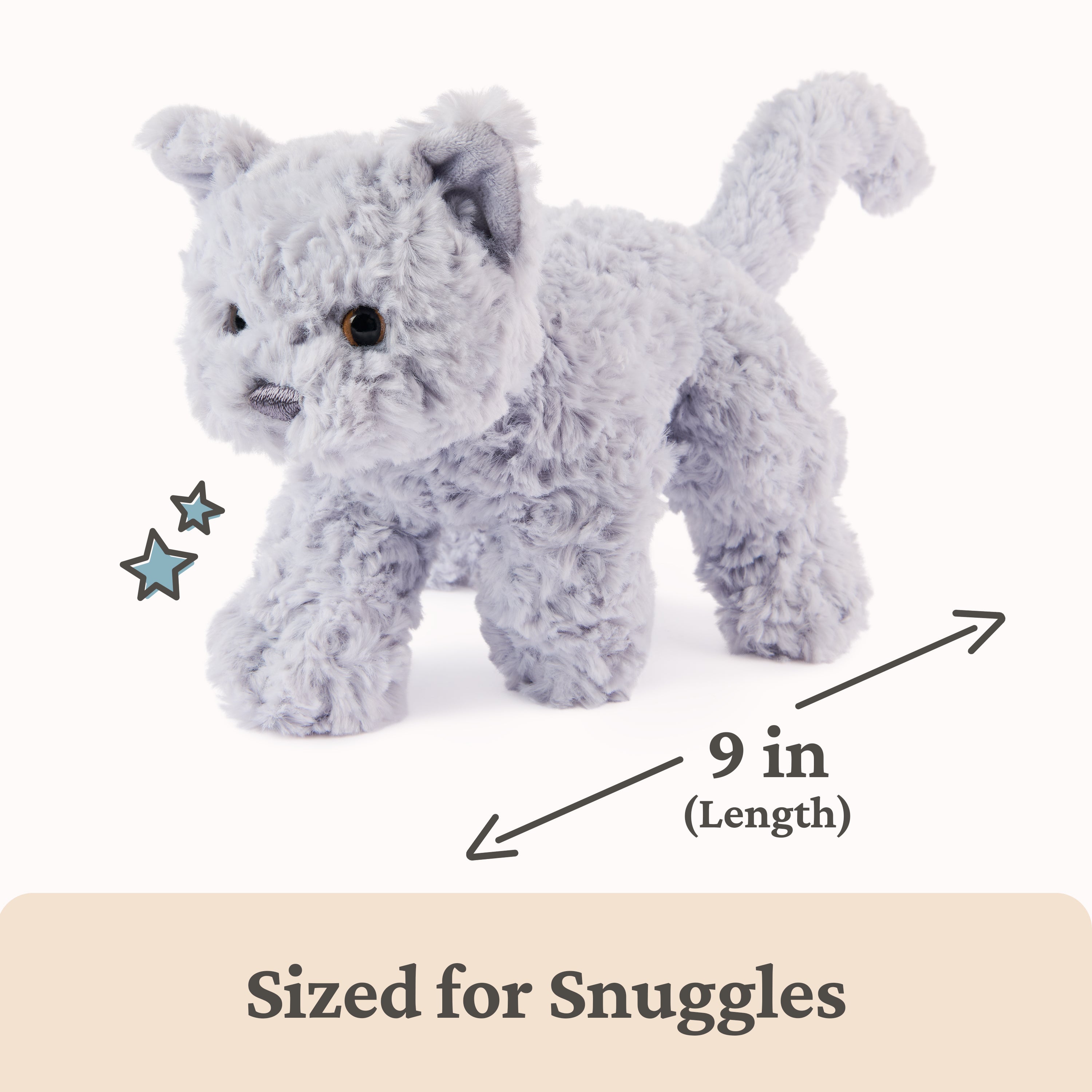 GUND Bootsie English Blue Kitten Plush Toy, Premium Cat Stuffed Animal for Ages 1 and Up, Gray, 9”