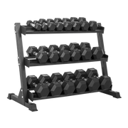 Lifeline 5Lb-50Lb (550Lb) Hex Rubber Dumbbell Set W/ 3 Tier Rack: 5Lb, 10Lb, 15Lb, 20Lb, 25Lb, 30Lb, 35Lb, 40Lb, 45Lb, 50Lb Set