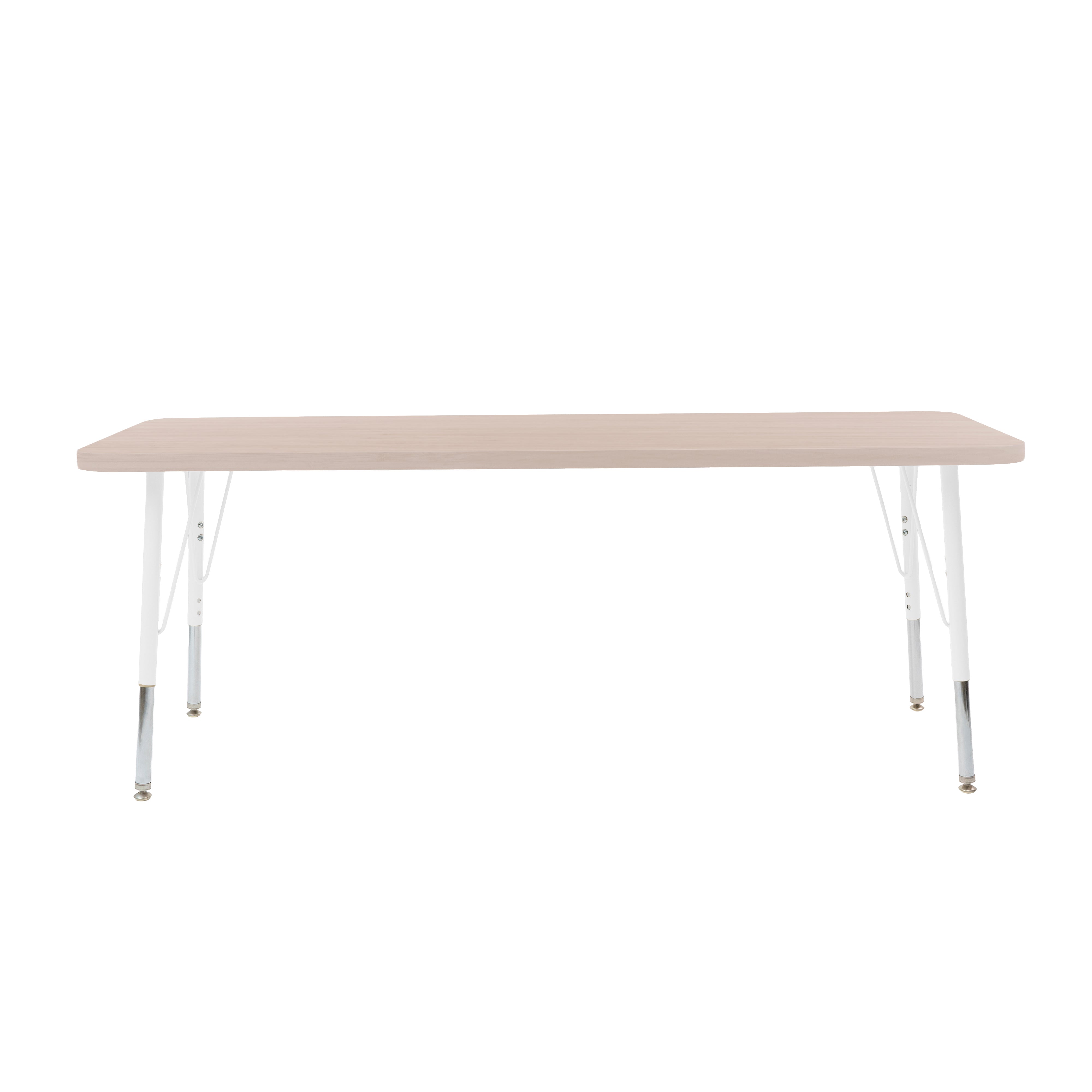 24" x 60" Rectangle Thermofused Woodgrain Activity Table with Standard Legs - Asian Sand/White