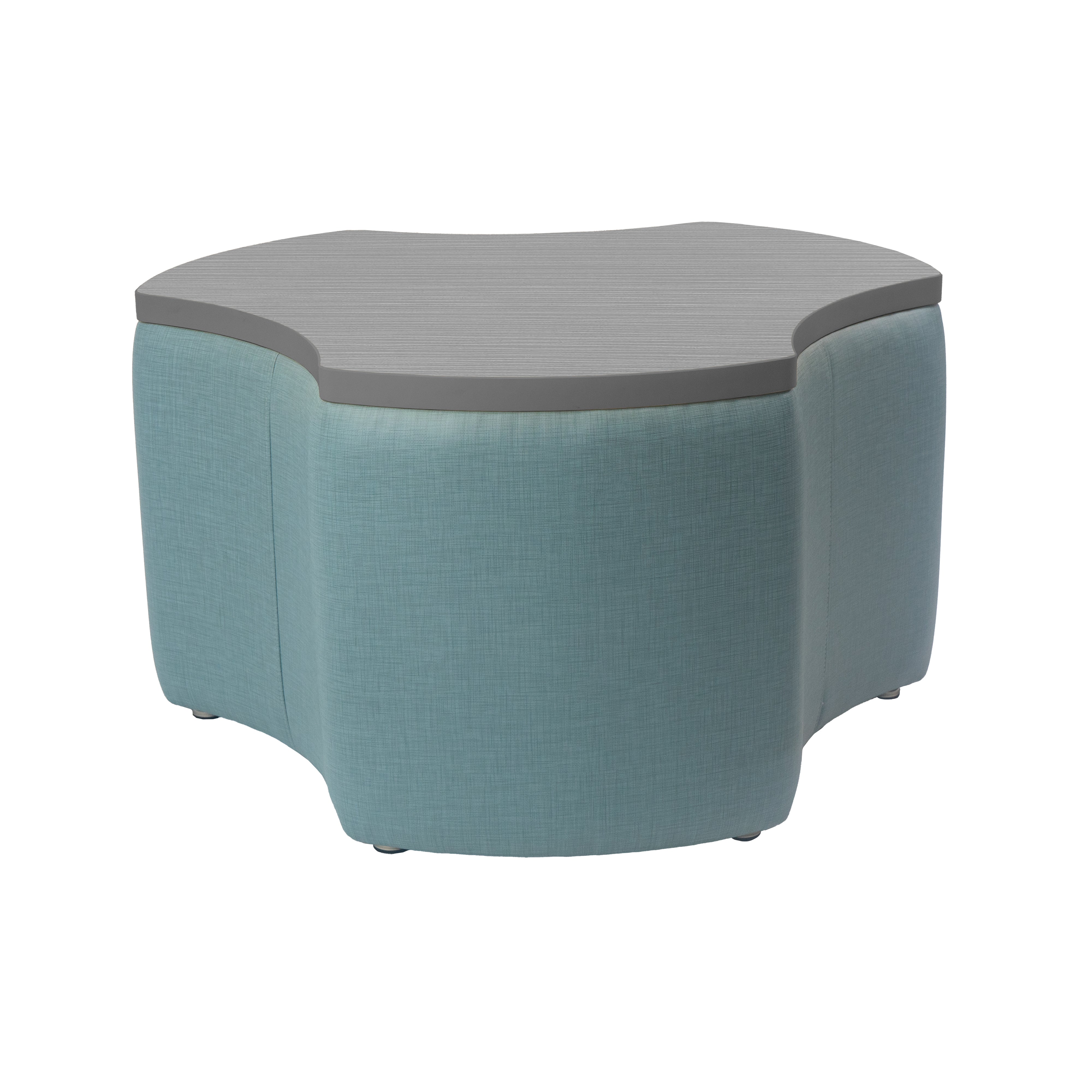 Pro Series Upholstered Cog Ottoman Table 18" Height - Sky Blue Crosshatch/Cosmic Strandz