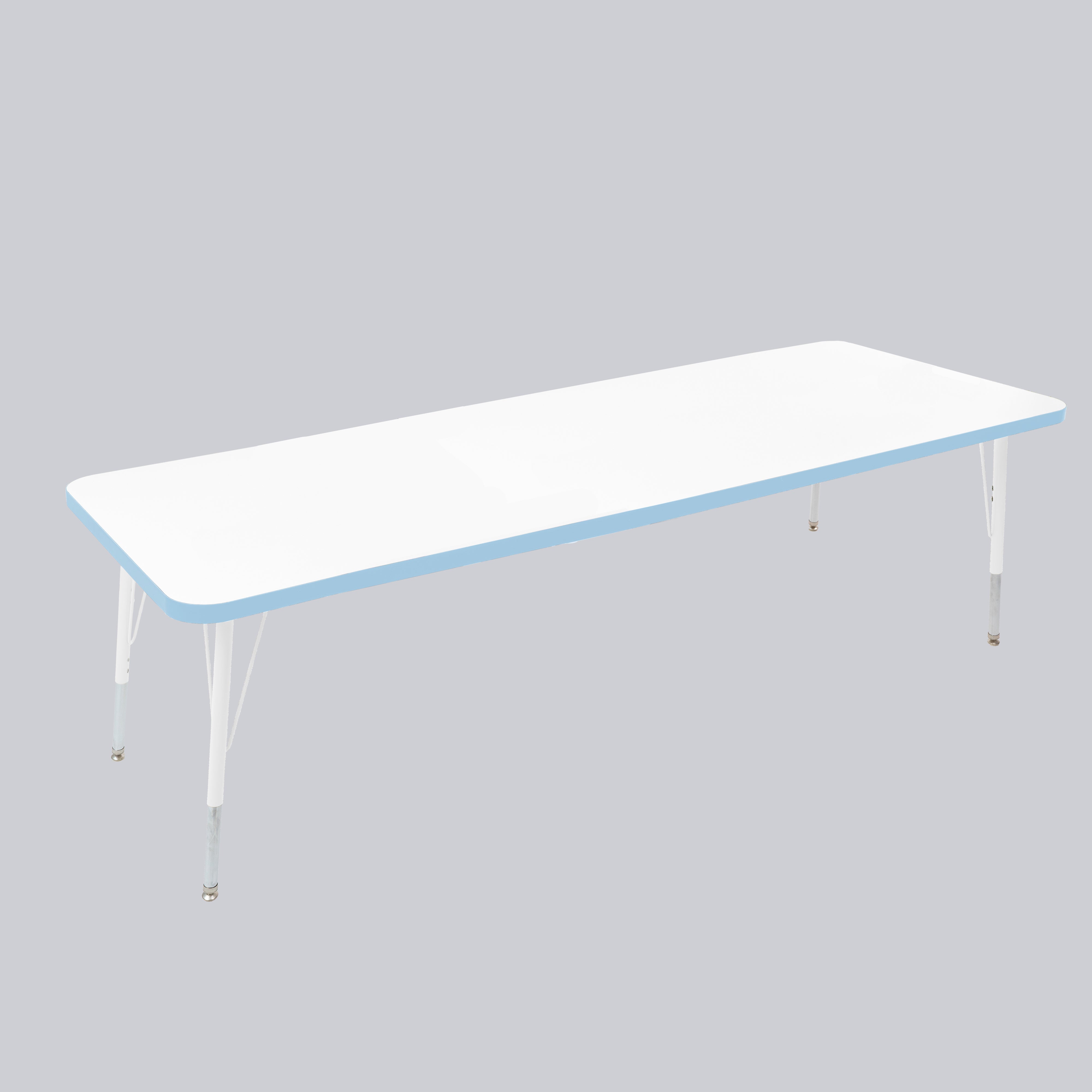 30" x 72" Rectangle Thermofused Activity Table with Adjustable Standard Swivel Glide Legs - White/Powder Blue/White
