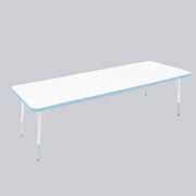 30" x 72" Rectangle Thermofused Activity Table with Adjustable Standard Swivel Glide Legs - White/Powder Blue/White