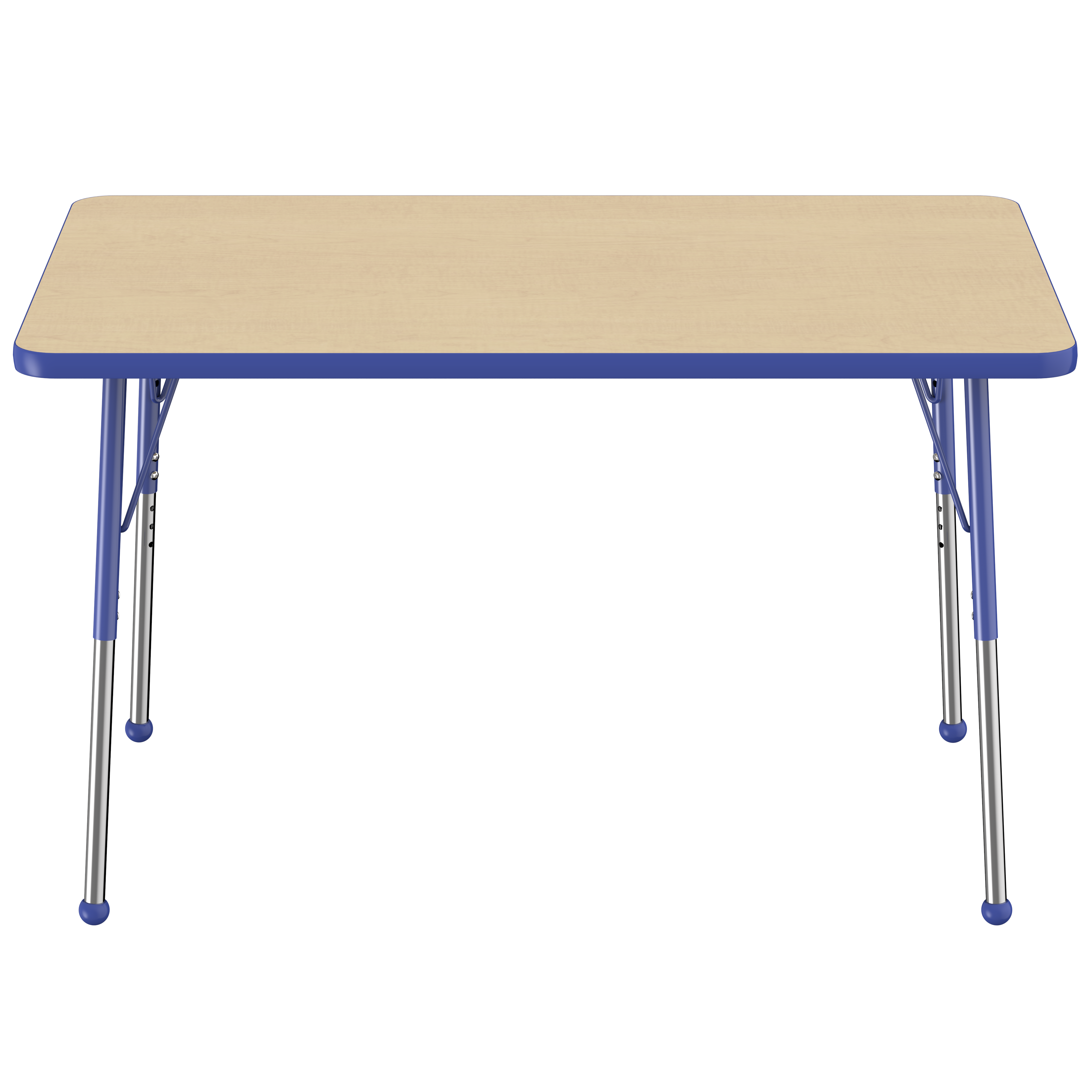 30" x 48" Rectangle T-Molding Activity Table with Adjustable Standard Ball Glide Legs - Maple/Blue