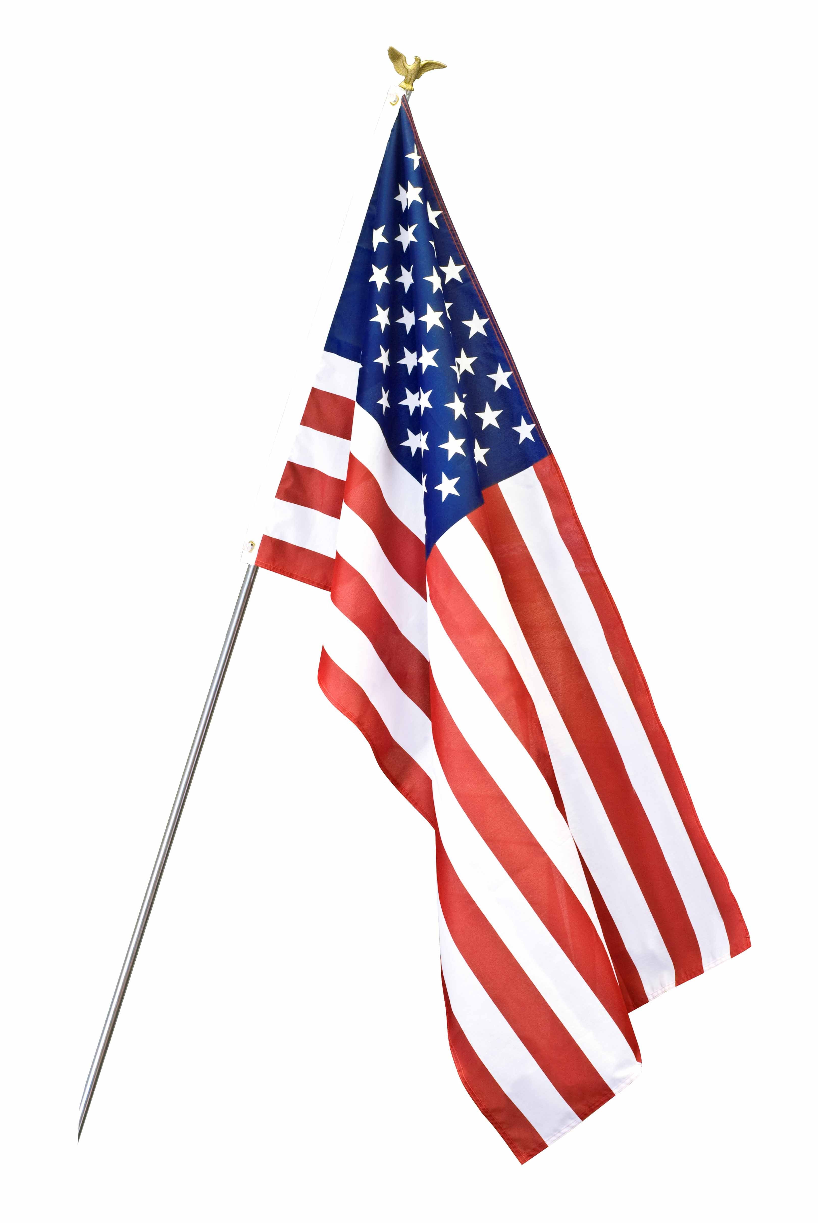 U.S. Flag Set with 6' 3-Section Aluminum Pole with American Flag, 3' x 5', Nylon SolarGuard Nyl-Glo