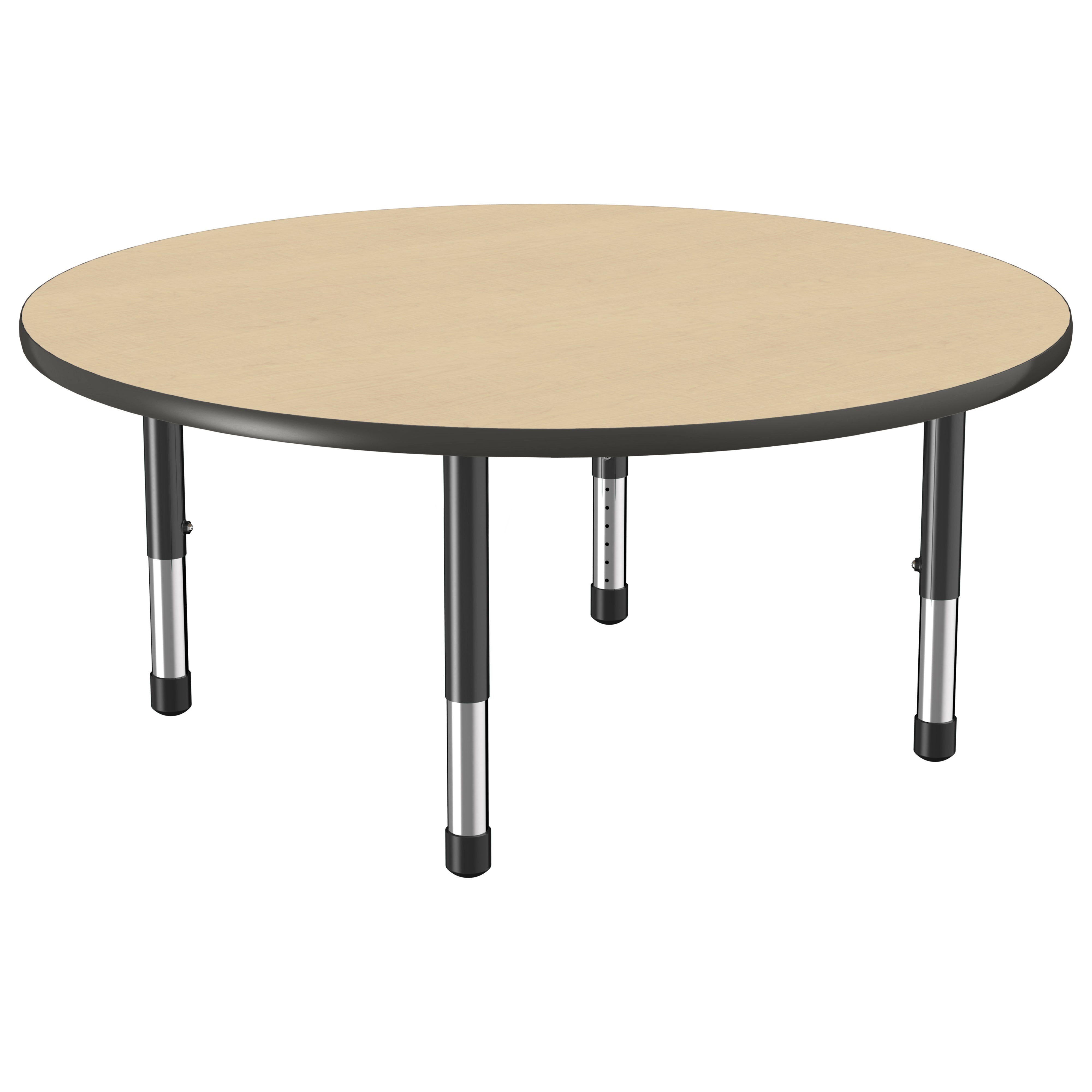 48" Round Thermofused Activity Table with Adjustable Chunky Legs - Maple/Black