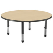 48" Round Thermofused Activity Table with Adjustable Chunky Legs - Maple/Black