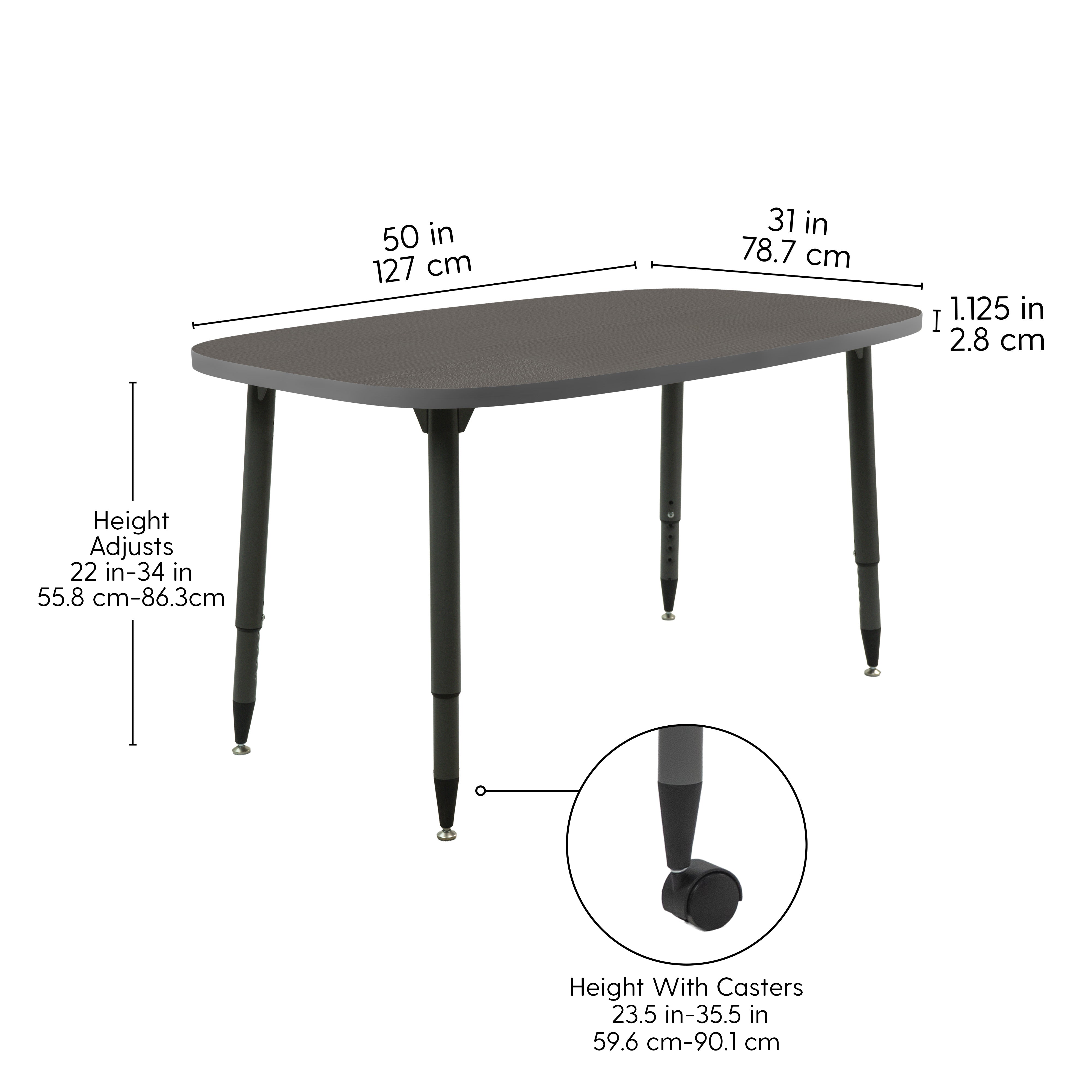 Adapte 31" x 50" Rounded Rectangle Thermofused Activity Table with Adjustable Tapered Legs - Cosmic Strandz/North Sea