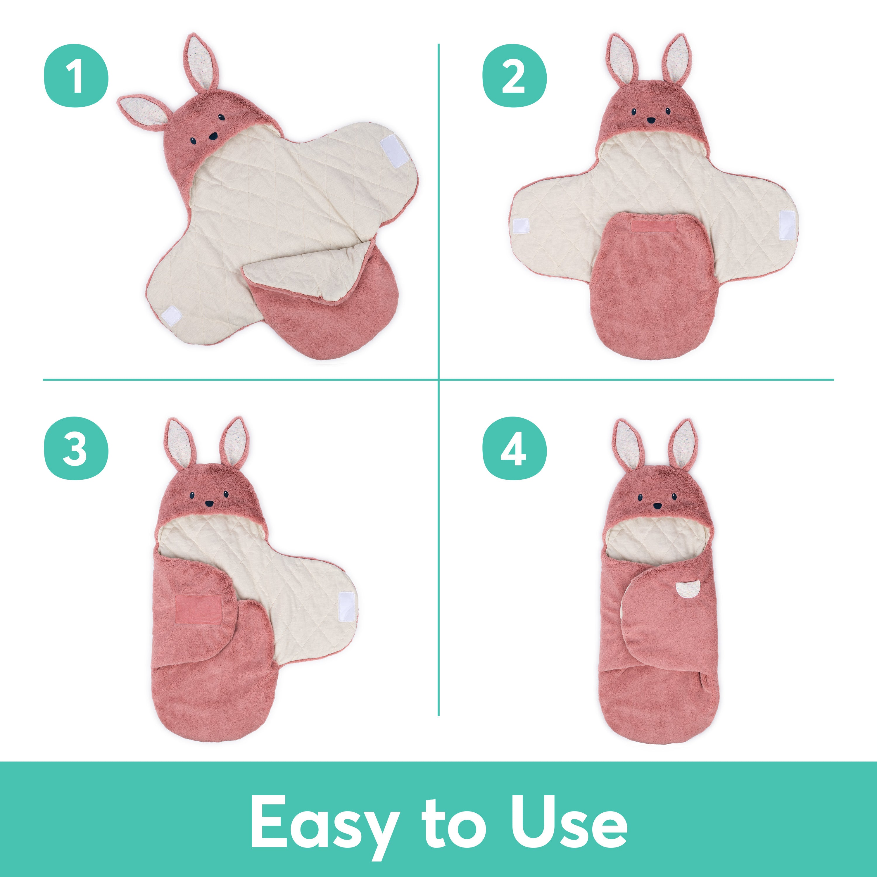 Baby GUND Oh So Snuggly Bunny Blanket Wrap, Plush Hooded Baby Blanket Wrap for Newborns, Pink/Cream, 26”