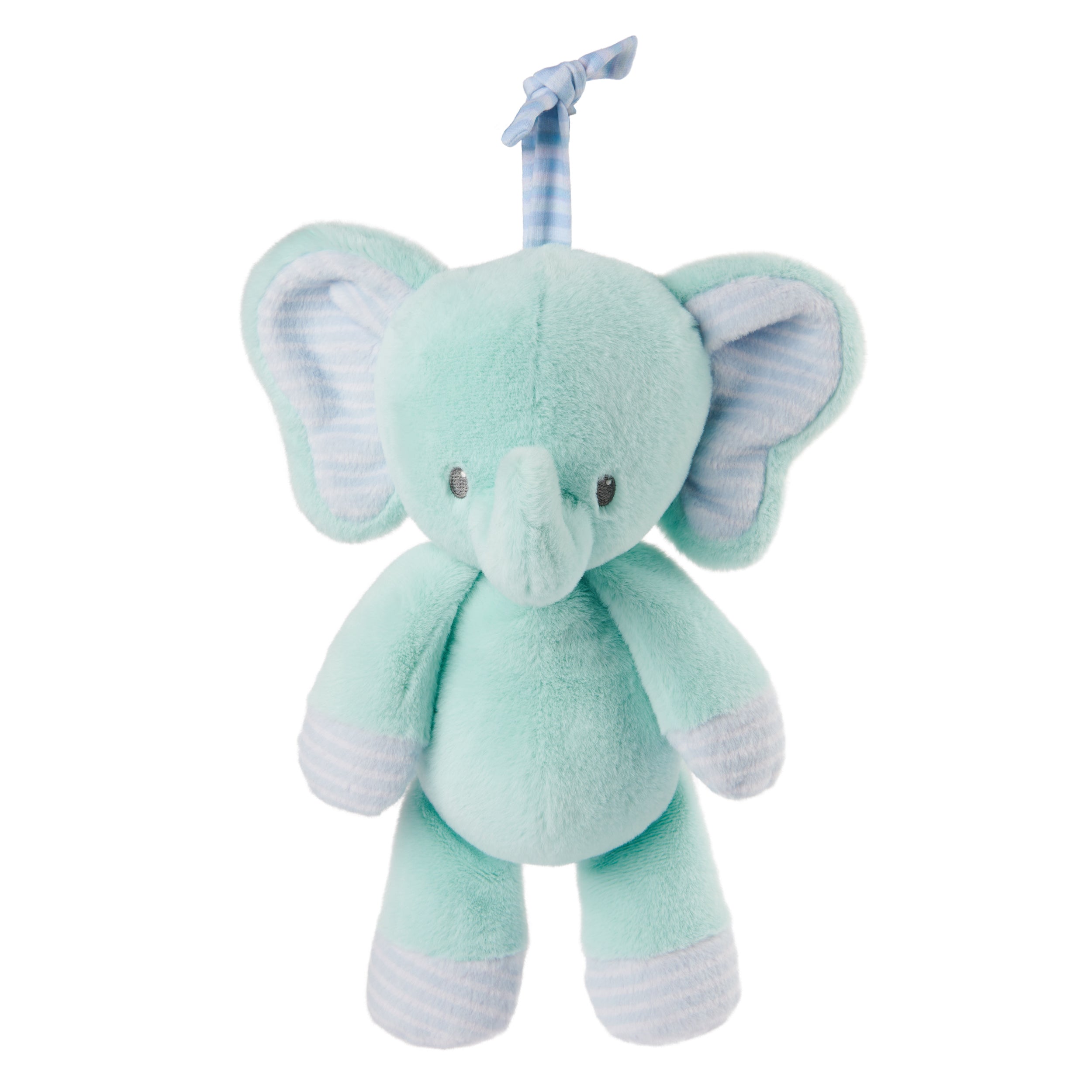 Baby GUND Safari Friends Elephant Pull-Down Musical Plush, Travel Friendly Sensory Toy with Stroller Loop for Ages 0 and Up, Blue, 12”