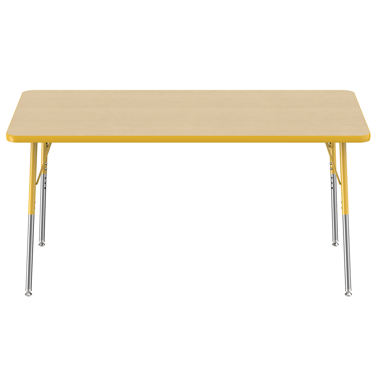 30" x 60" Rectangle T-Molding Activity Table with Adjustable Standard Swivel Glide Legs - Maple/Yellow