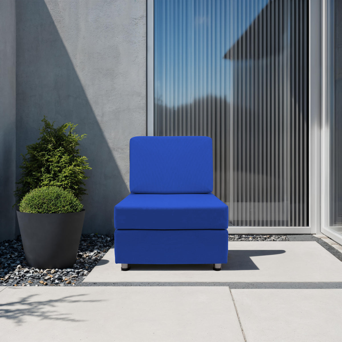 Outdoor Armless Chair with Sunbrella - Canvas Pacific Blue