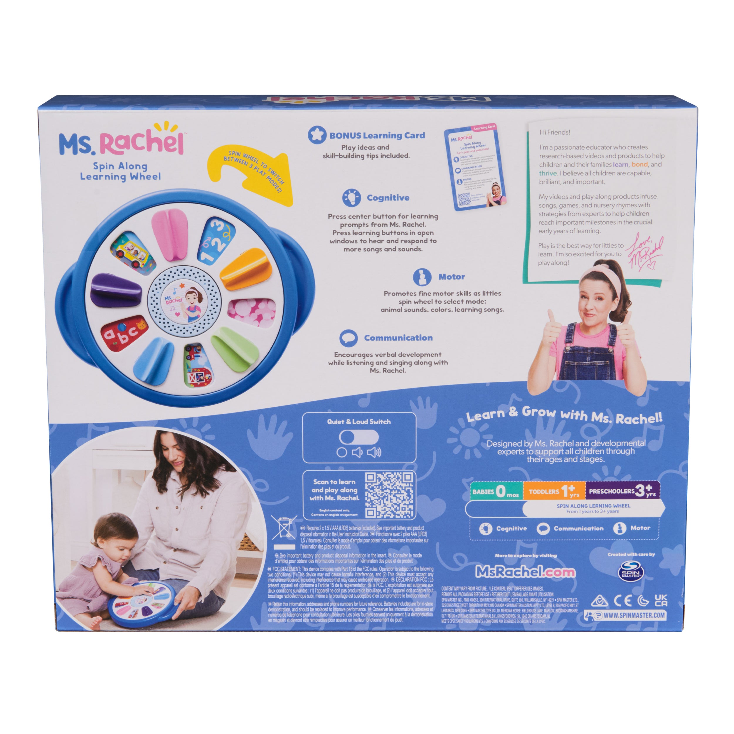 Ms. Rachel Official Spin Along Learning Wheel with 3 Learning Play Modes, Educational Toys & Toddler Toys for Girls & Boys Ages 1-3+