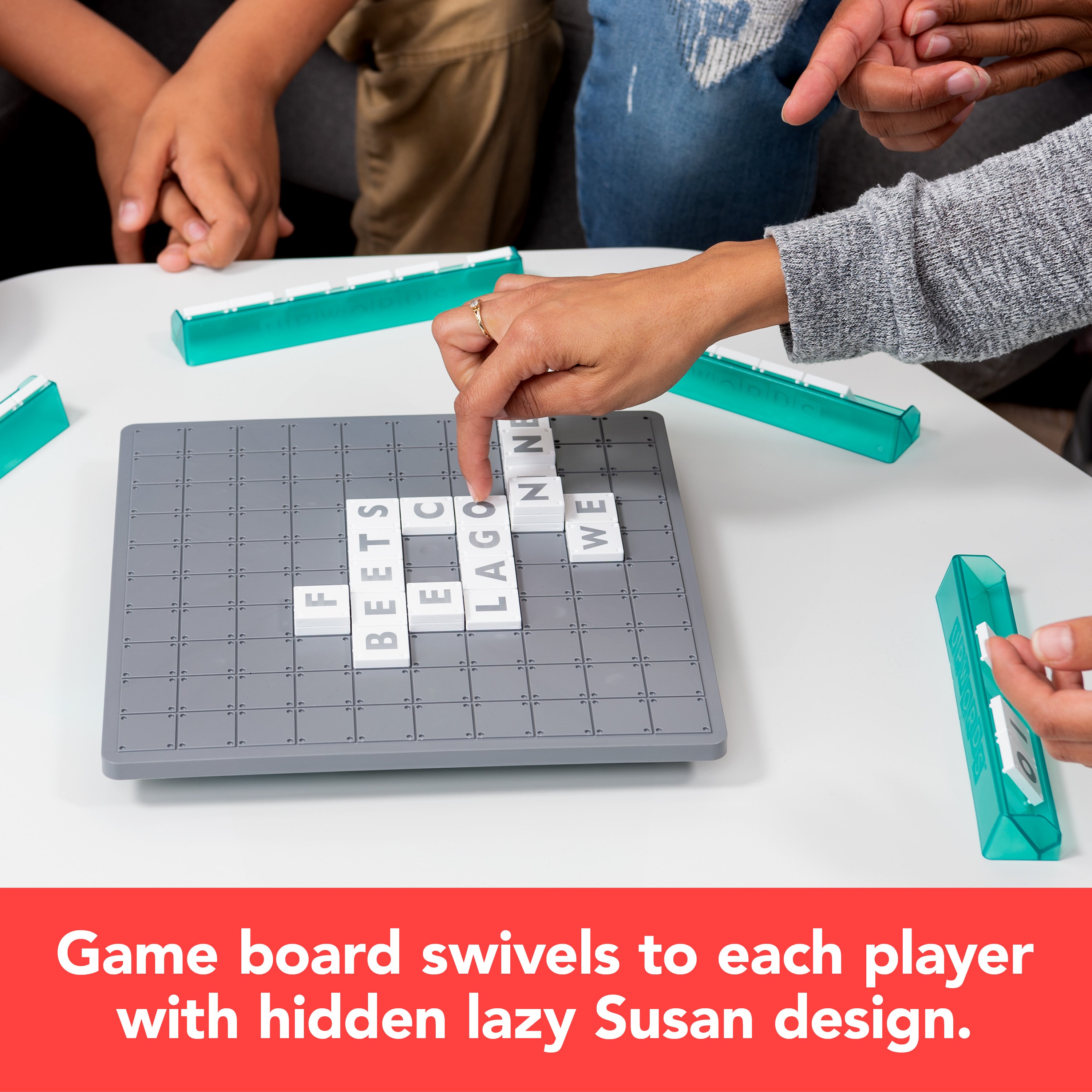 Spin Master Games, Upwords, The Stackable Word Game: 2023 Edition, Includes Rotating Board & Letter Tiles, Classic Crossword Activity for Kids & Family, 3-6 Players, for Ages 8+