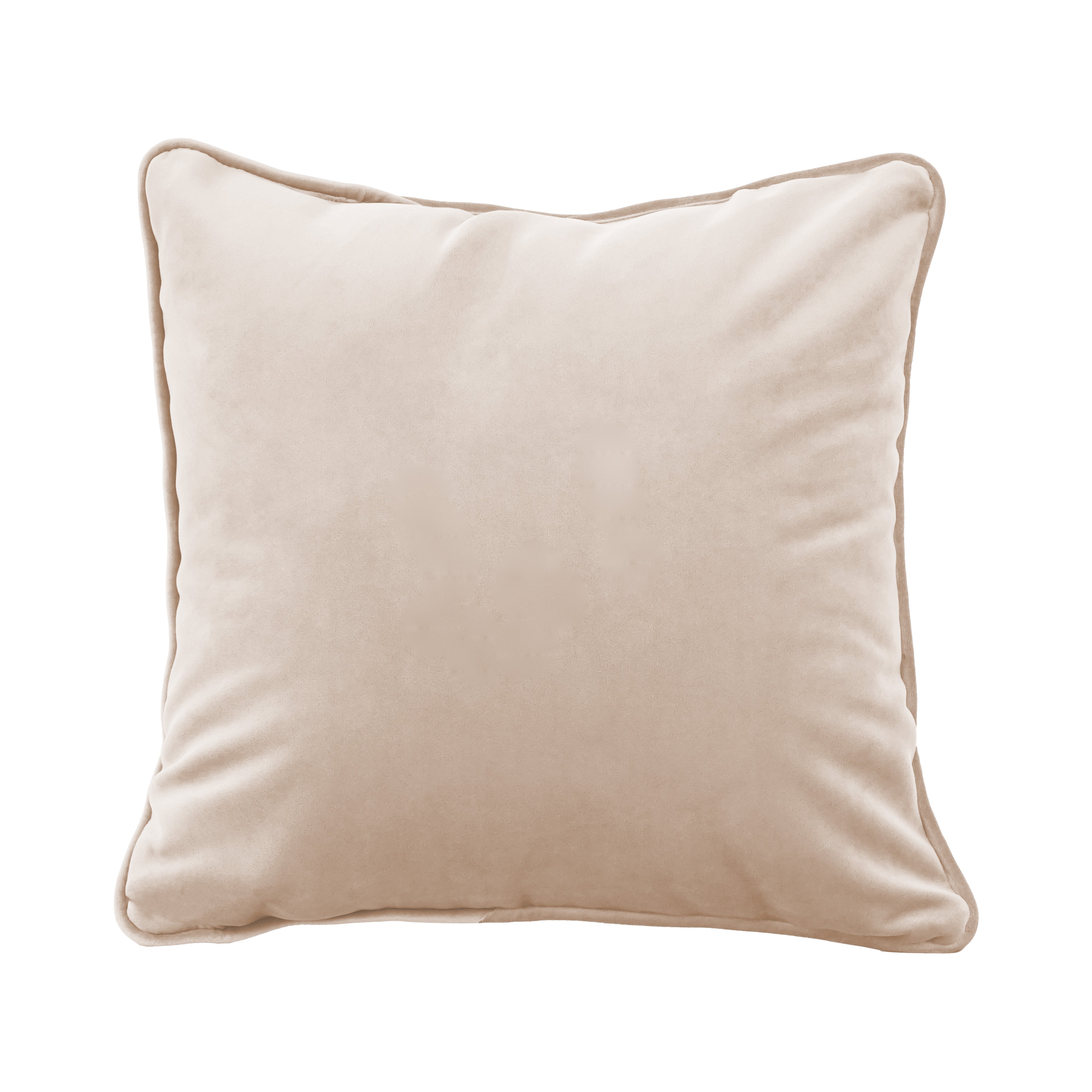 15" x 15" Square Microfiber and Faux Leather Pillow with Piping, 2-Piece - Beige