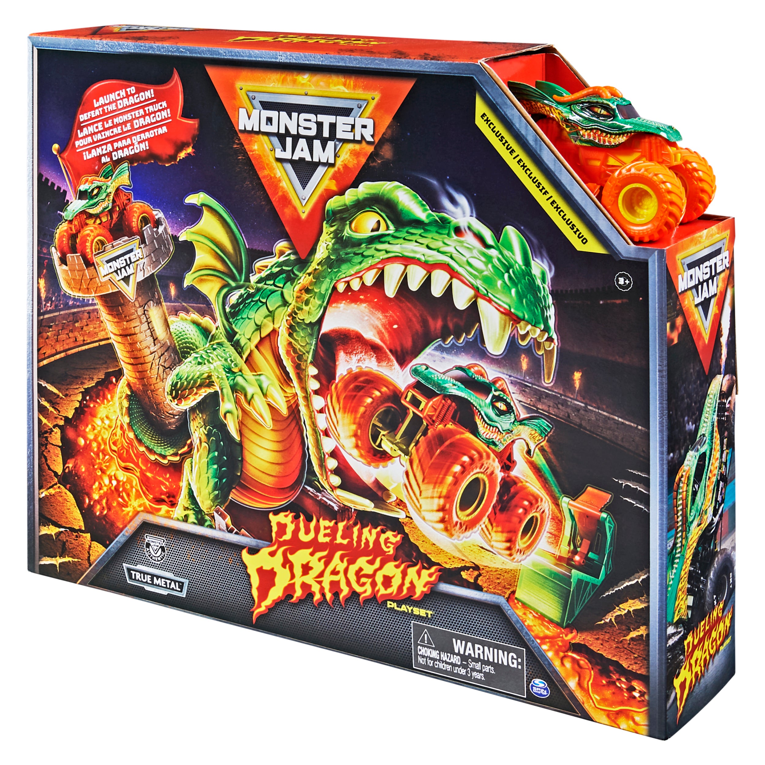 Monster Jam, Dueling Dragon Playset with Exclusive 1:64 Scale Dragon Monster Truck, Kids Toys for Boys Ages 3 and up
