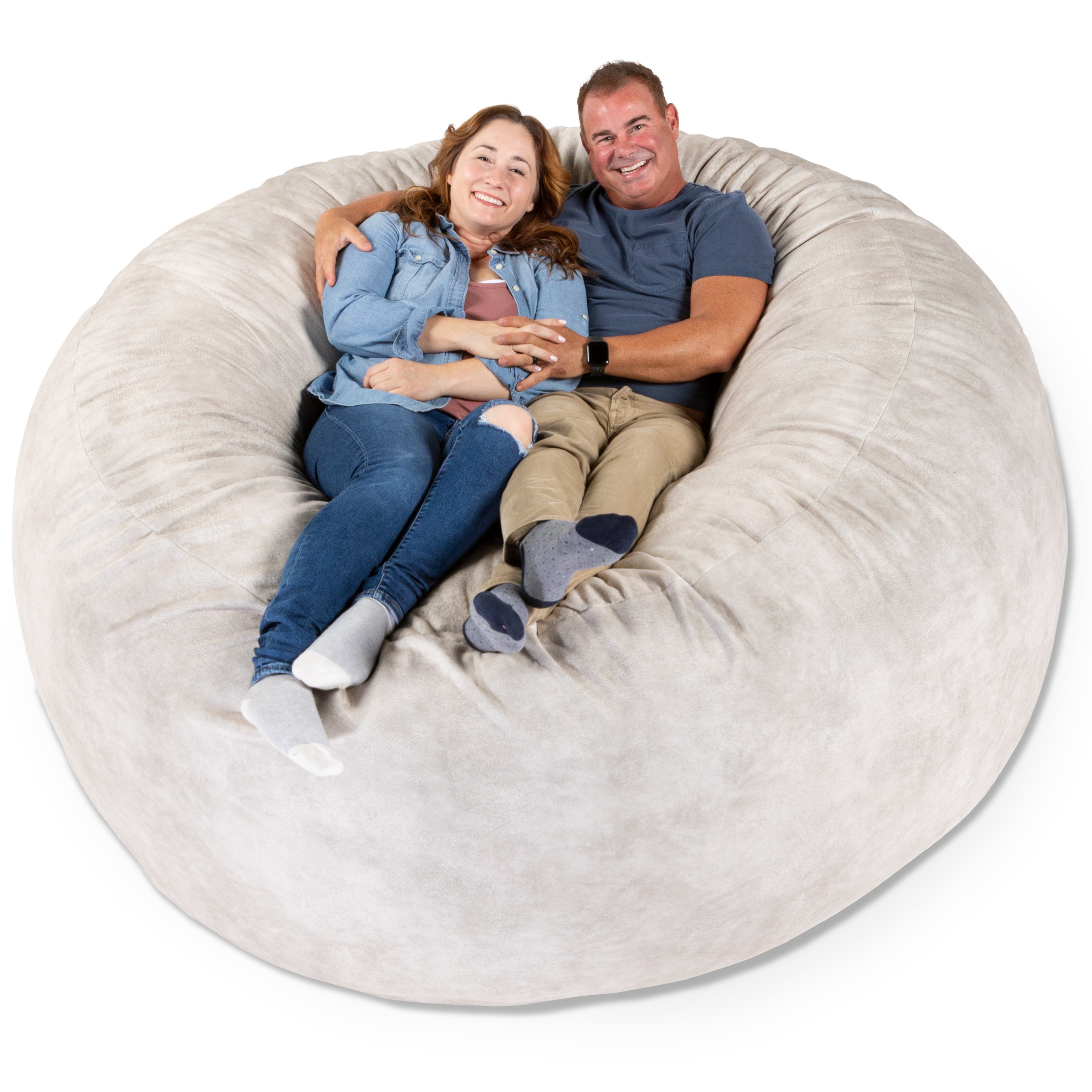 Jaxx Saxx 6 Foot Giant Bean Bag Chair - Padded Microvelvet, Beige