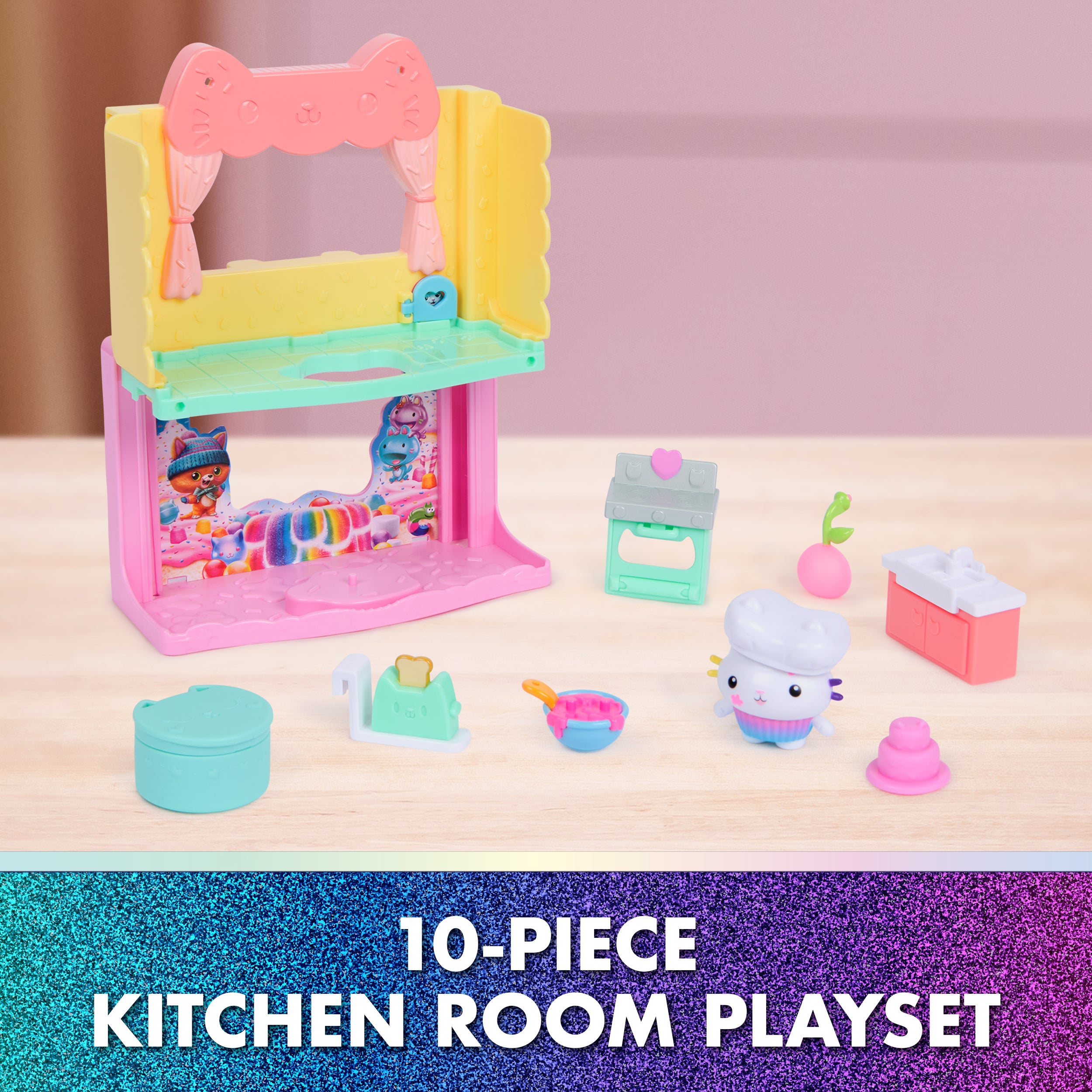 Gabby's Dollhouse: The Movie, Cakey's Sprinkle Cake-tastic Kitchen, Toy Figure, & Dollhouse Accessories, Kids Toys for Girls & Boys Ages 3 and Up