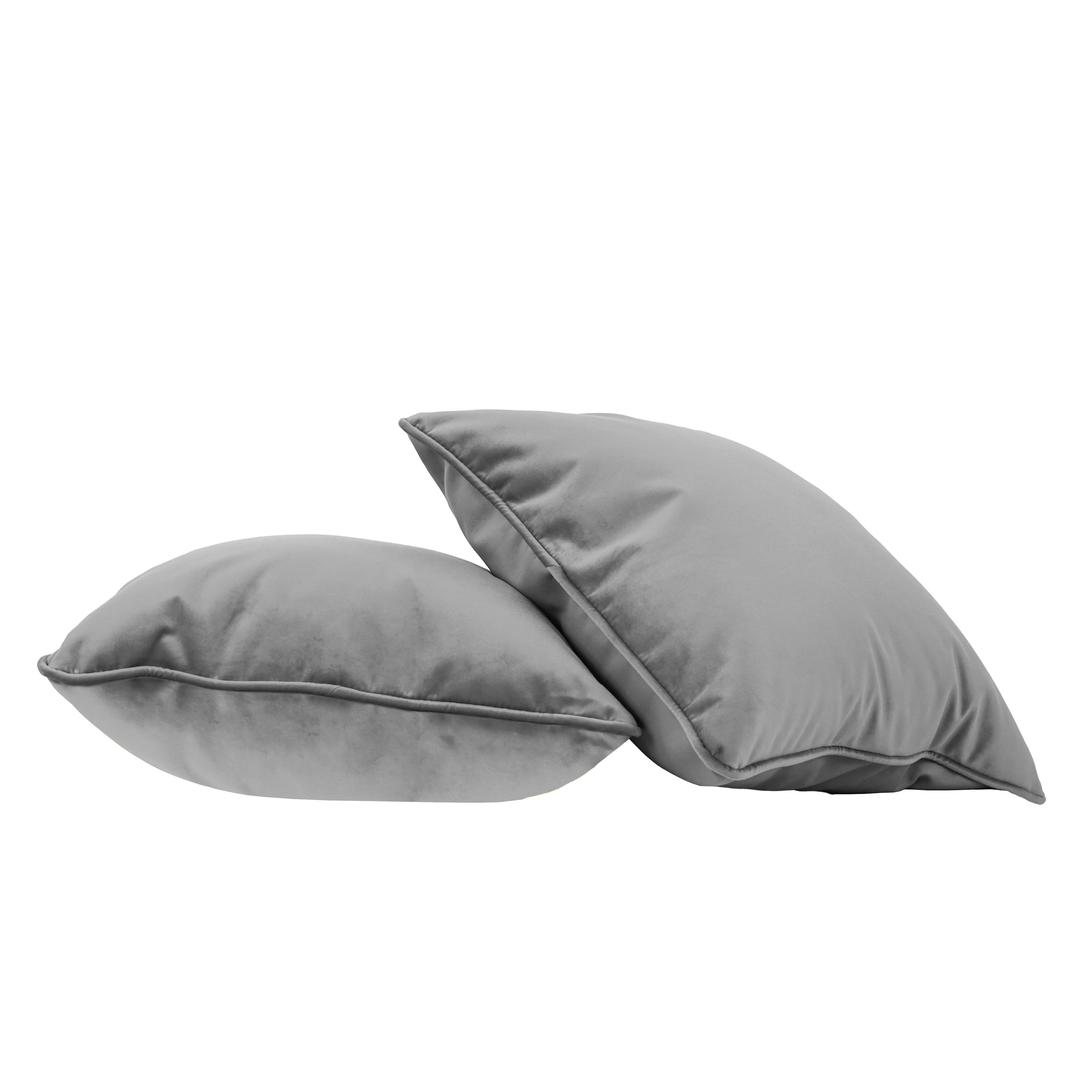 18" x 18" Square Microfiber Pillow with Piping, 2-Piece - Smoke